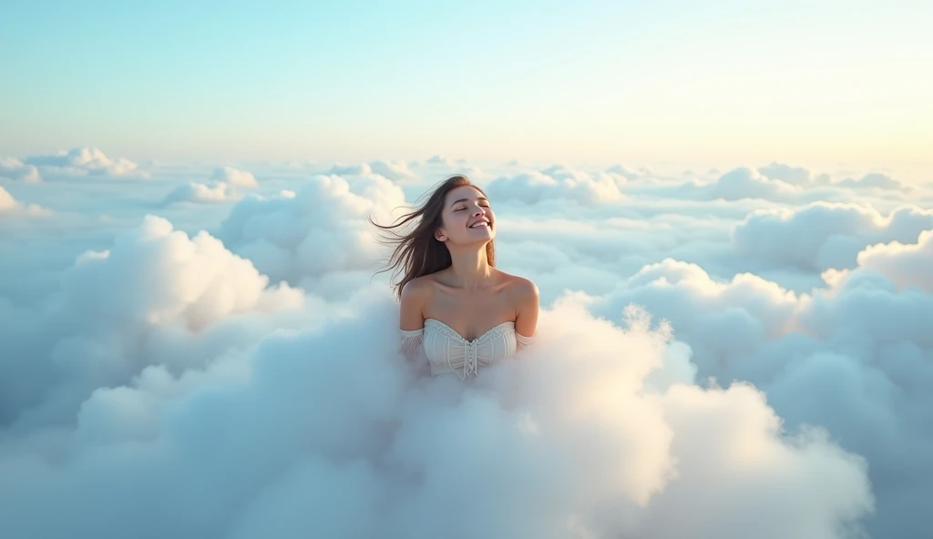 Persona recibiendo masaje entre nubes