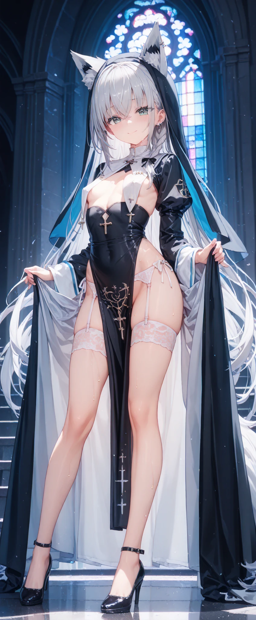 Kizi,sensual breasts,No cloth,Cat ears,Cat's paw gloves,dog collar,barechested,,,stocklings,,,Squat to the toilet with your legs open,Naked,Reveals large areas of snow-white skin,The kinky is exposed,,White fully transparent liquid tulle,no underwares,with no underpants,Smooth crotch,Exposes large areas of skin,Open look,Plump sexy body,,Light walking map,One foot lifted to the sky,Long colorful hair
