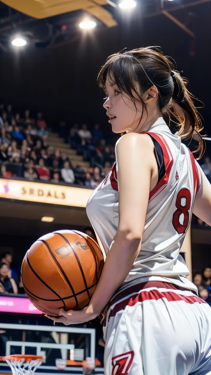 Playing basketball on athletic coat,japanese lady ,enter the whole body,RAW photo,best quality,realistic, photo-realistic, best quality ,masterpiece,an extremely delicate and beautiful, extremely detailed,2k wallpaper, Amazing, finely detail, 8k wallpaper,huge filesize , ultra-detailed, highres, extremely detailed,realistic, 8K, Ultra-High Definition, highest quality, ultra high resolution, (realistic:1.4), High quality texture