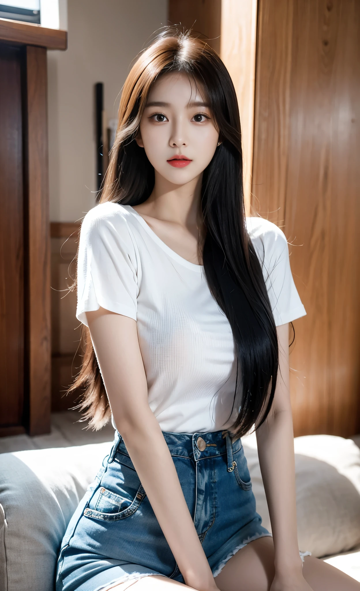 Korean girl with long black hair