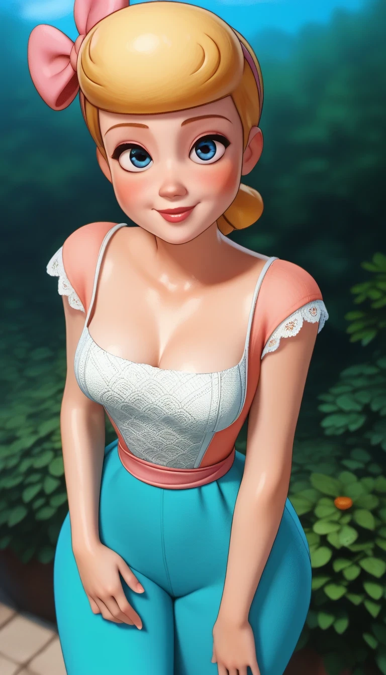 score_9, score_10_above, score_20_above, score_8_above, a naked girl , light blue wool fabric dress wool fabric pants , pink ribbon on the waist not tight , short sleeves , short hair, looking at the spectator, beautiful, animated 3d cartoons , sexy poses, smile, blush, Middle view , beautiful eyes, blows, outdoor, nature background, cinematic dust , sexy breasts outside the dress , Girl covered in transparent
BoBeep XLP DisneyStyle XLP, from below