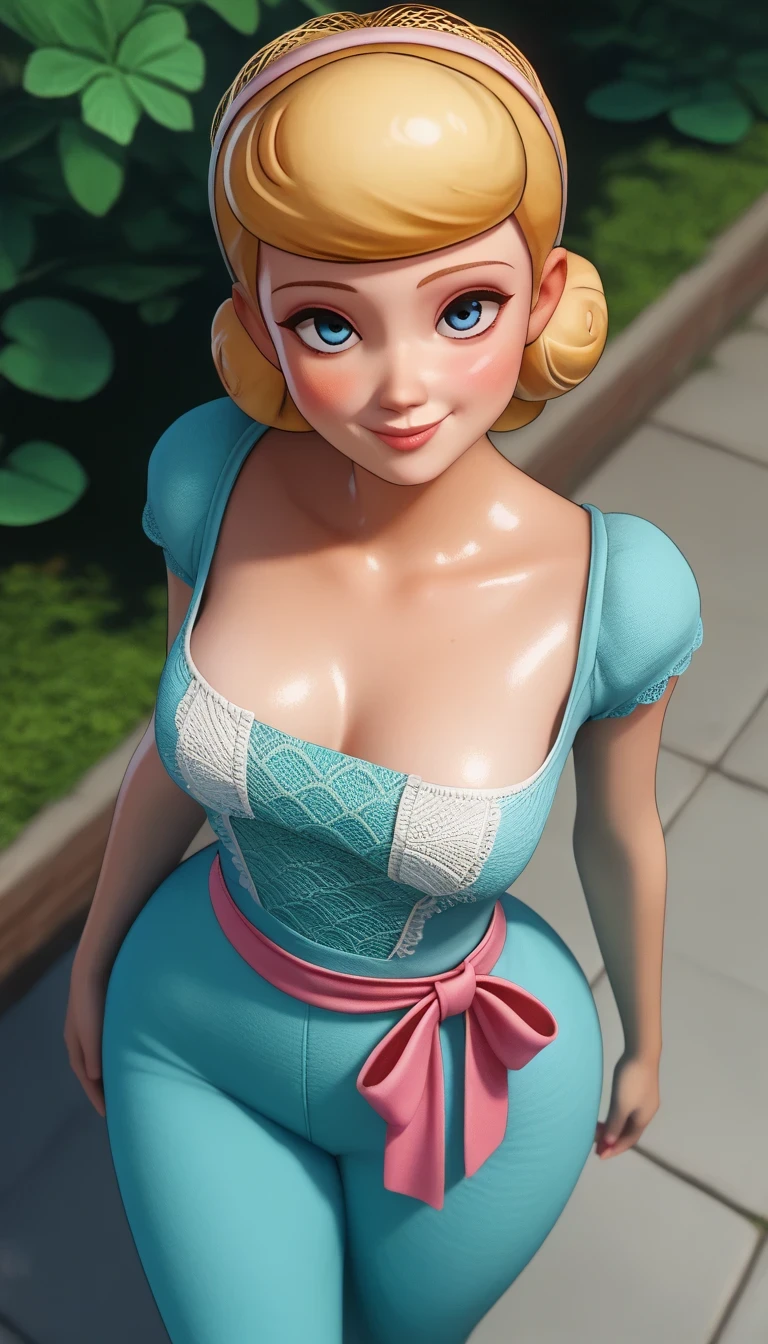  score_9,  score_10_above,  score_20_above,  score_8_above,  a naked girl , light blue wool fabric dress wool fabric pants , pink ribbon on the waist not tight ,  short sleeves ,  short hair,  looking at the spectator, beautiful, animated 3d cartoons , sexy poses, smile, blush, Middle view , beautiful eyes, blows,  outdoor,  nature background,  cinematic dust , sexy breasts outside the dress , Girl covered in transparent 
BoBeep XLP DisneyStyle XLP