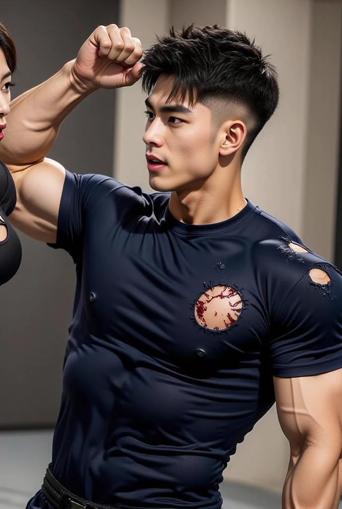 korean men 1 คนบาดเจ็บโดนจับมัด, (Wear a navy tight T-shirt...), Navy cargo pants, Korean people , korean men, (high glossy details), chest muscles, large arm muscles, blood vessel, big muscles, Broad shoulders, looking at the audience, Balancing the eyes, wrestling, เวทีwrestling, (Make eye contact) ,(Big bulge: 1.4), (Torn shirt: 1.5), (Torn shirt: 1.6), (Close your eyes.), (open mouth: 1.3), ((Abrasions on the body)),( blood splatter),, (prison), prison, Abrasions on the body.. ,Abrasions,( blood splatter),full body korean men 1 คนบาดเจ็บโดนจับมัด, (Wear a navy tight T-shirt...), Navy cargo pants, Korean people , korean men, (high glossy details), chest muscles, large arm muscles, blood vessel, big muscles, Broad shoulders, looking at the audience, Balancing the eyes, wrestling, เวทีwrestling, (Make eye contact) ,(Big bulge: 1.4), (Torn shirt: 1.5), (Torn shirt: 1.6), (Close your eyes.), (open mouth: 1.3), ((Abrasions on the body)),( blood splatter),, (prison), prison, Abrasions on the body.. ,Abrasions,( blood splatter),full body 