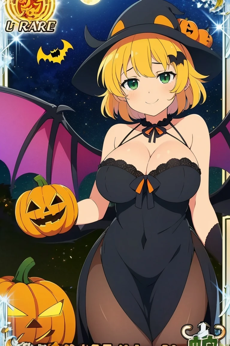 (masutepiece, Best Quality:1.4), (hight resolution:1.4), (Detailed illustrations:1.2), (hyperdetailed face), (Highly detailed thin line drawing), 1girl in, Solo, Walking Model at Halloween Fashion Show, look at viewr, Cowboy Shot, view from front,
BREAK,
girl, 18 yo, (Waist Body, Fair skin:1.1), (Medium Bob Orange Hair), Green eyes, (Super huge breasts, cleavage:1.2), (Happy smile:1.2), blush, (Halloween color patterned ultra micro bikini:1.3),
BREAK,
(Half Nude, Open your clothes), (Show Under:1.2), (Black Wizard Hat, Orange lining, Black cloak, Black opera glove with lace hem, Limited Halloween Costumes),