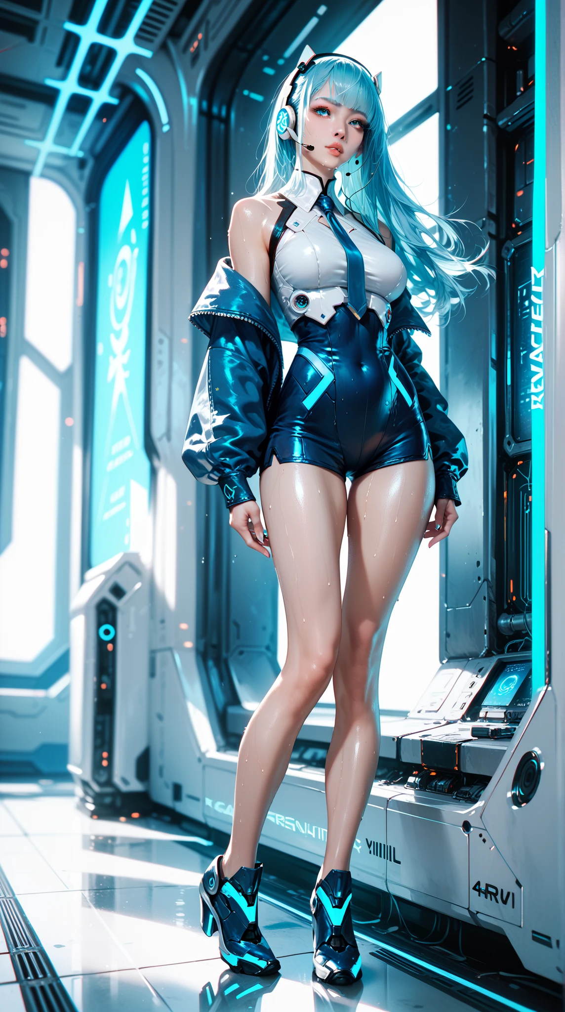 there is a woman sitting on a stool in a room, sitting in her throne underwater, closeup fantasy with water magic, cyborg - girl with silver hair, sitting on the porcelain throne, sitting on ice throne, on an icy throne, art nouveau octane render, sitting on her throne, sitting on a metal throne, silver hair girl, sitting on a stool