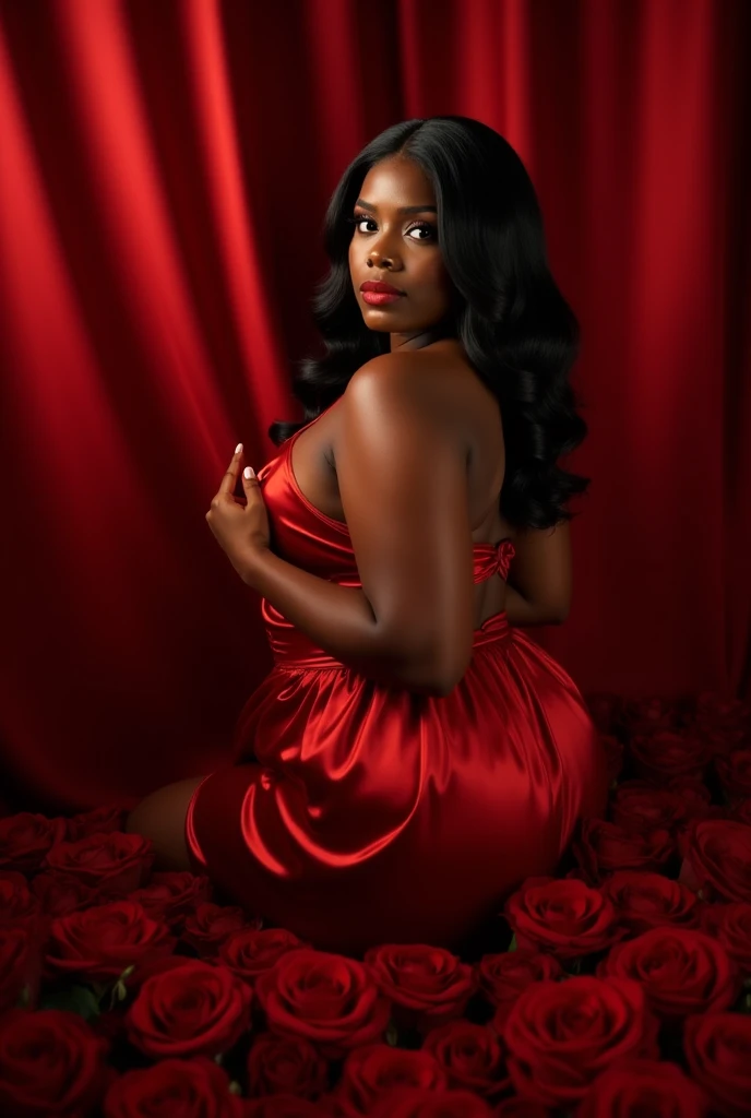 objective: (portrait of MASSIVE ASS), vaporwave, attire: (), cinematic photo of a gorgeous curvy Russian seductive milf, tiny chest, zero waist, wearing seductive red dress, dark melanin, circumference of lower extremities far exceeds 200 inches hips, she has massively immense hip measurements, with the worlds 🌎 largest buttocks, widespread hips, narrow triangular waist, wide rhomboid hips, spread legs, wide trapezoidal buttocks, AfroWestern, puffy sleeves collar, in her luxurious birthday with birthday cake and gifts in a luxurious garden, (sharp focus:2), bubblecore, no nudity 