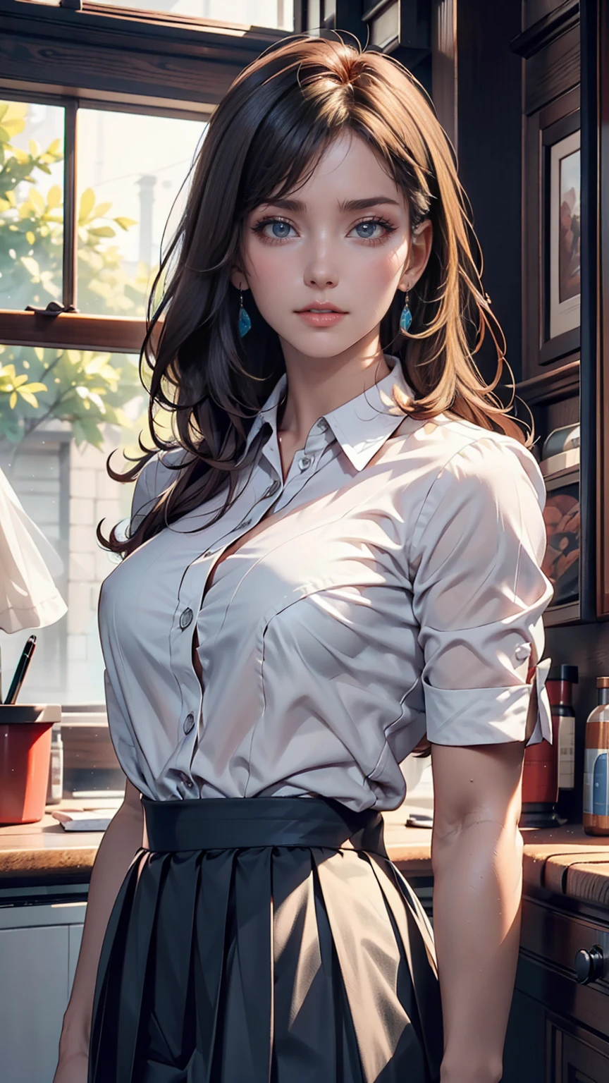 Mature woman lying on sofa, Big black wavy hair, Wear suspenders, Plump figure, Delicate facial features, Realistic image quality, Asian Woman, Age: Approximately 40 years old, Surreal
