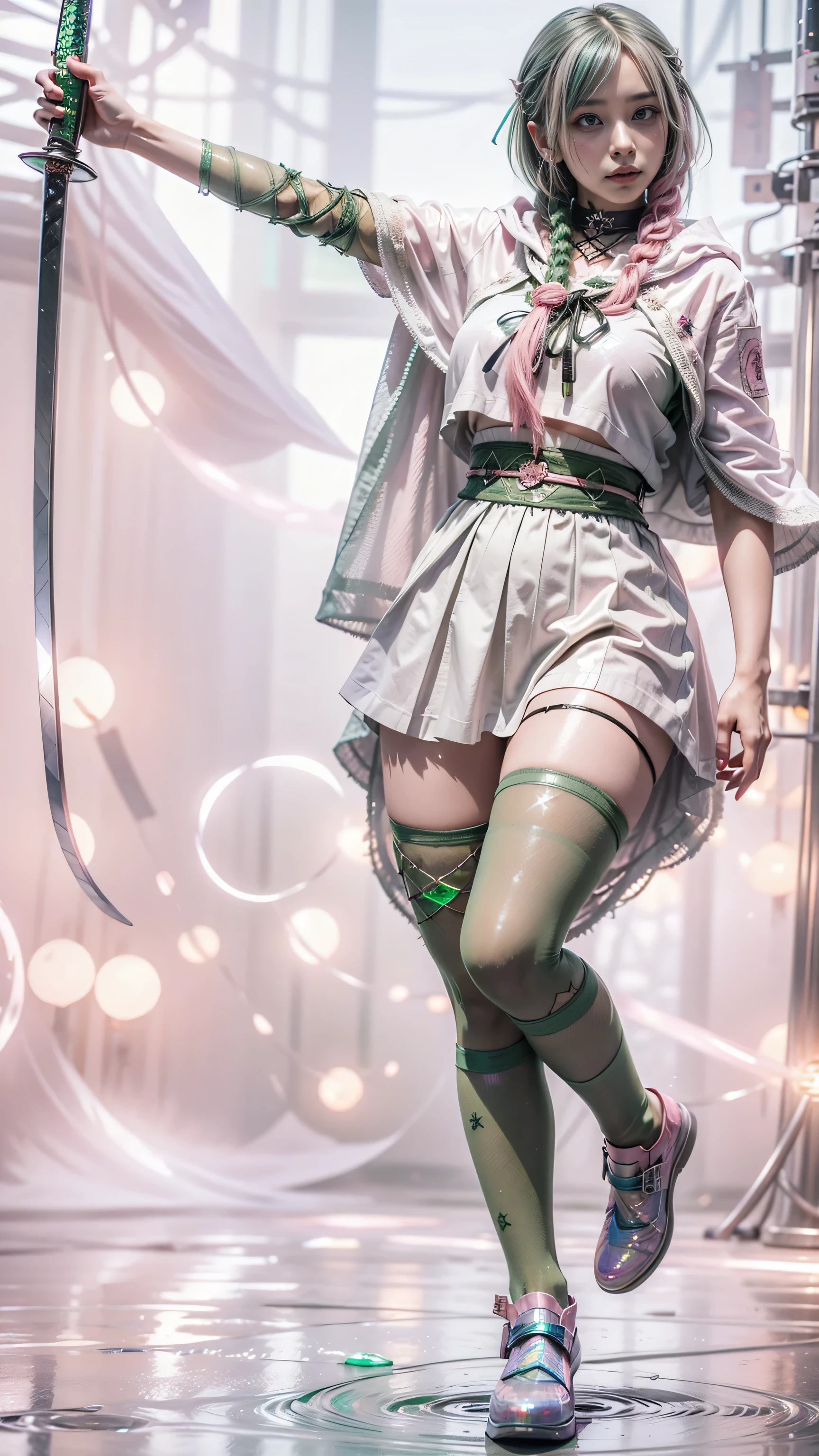 (full body:1.5),(looking at viewer:1.4), (Wearing stockings, high heels, and full body suit:1.2), (Dance on top of snowy mountains:1.2),(In pink|amarelo|blue colors|green color|red colour|white colors|black in color|purpleish color|greys|Beige|Flesh color 1.4),(Accurate and perfect face:1.4),A shallow laugh,,hyper HD, Ray traching, reflective light,structurally correct, Award-Awarded, high detal, lightand shade contrast, Face lighting,cinmatic lighting, tmasterpiece, super detailing, high high quality, high detal, best qualityer, 16k,high contrast,