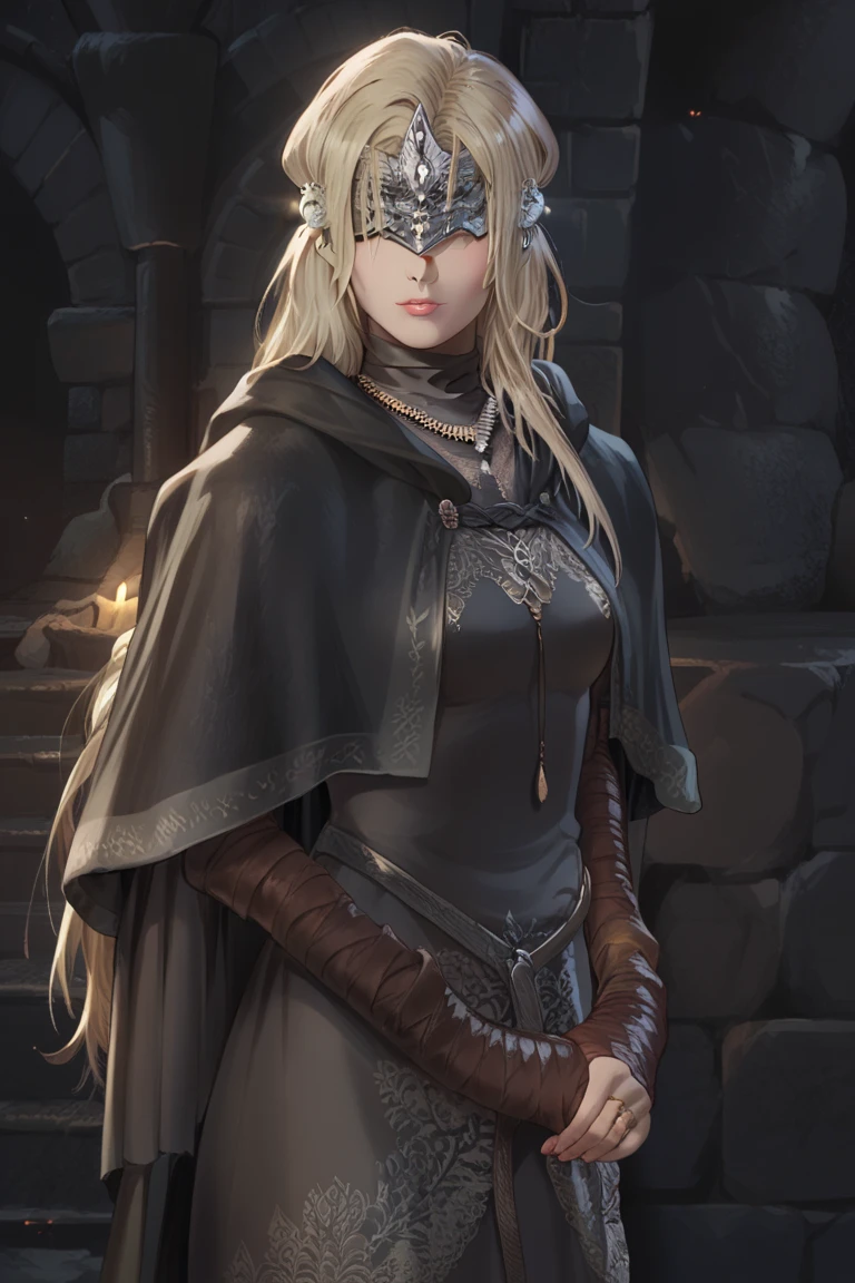 (masterpiece, Best quality)
Daniela Dimitrescu, 1 girl, One, long hair, breast, I look at the viewer, smile, blonde hair, Jewelry, weapon, teeth, Necklace, Hood, necklace, Smirk, blood, a knife, realistic, evil smile, Seams