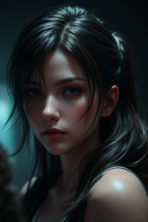 Raven, dangerousbeast, beautiful detailed eyes, beautiful detailed lips, extremely detailed eyes and face, long eyelashes, beautiful woman, strong fierce expression, fangs, claws, wild untamed hair, gothic dark fantasy, dark moody atmosphere, dramatic lighting, dramatic chiaroscuro, cinematic, (best quality,4k,8k,highres,masterpiece:1.2),ultra-detailed,(realistic,photorealistic,photo-realistic:1.37),dark moody colors, dramatic shadows, supernatural, powerful, fierce, gothic, horror, (((upper body:1.2)))