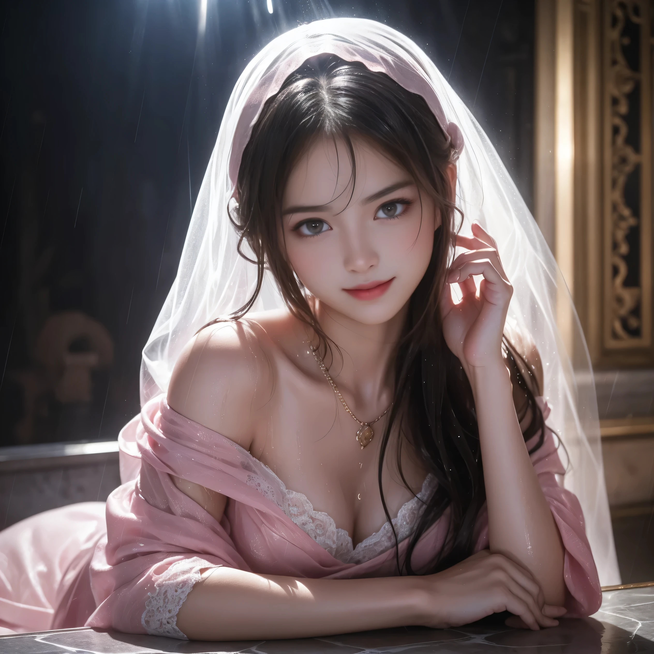 (​masterpiece:1.2)、top-quality、(illustratio:1.2)、(ultra-detailliert)、Eye Focus、(Masterfully crafted Glow、pink lens flare)、(Cinematic background)、Hyper-detailing、(delicate detail)、(intricate detailes)、octan render、HDR、(Hyper-detailing:1.15)、(softlight:1.2)、Super Beautiful Princess,Woman in a very beautiful red and white dress、Golden decoration(super model:1.3)、Woman made up of paint、entirely paint、Splat、Splash、(cabelos preto e longos:1.1)、(radiant eyes)、((make - up))、(cinematic masterpiece)、Delicate and powerful、 (Cinematic headlight)、((Caustic))、dynamic ungle、Beautiful detailed glow、ambient occlusion、ambient lights、ray trace reflection、(best illumination、extremely delicate and beautiful)、((ciinematic light))、(The soft:2)、vivid、highly contrast、back lighting、huge tit、Complex detailed EABA、red cloak、Silver tiara