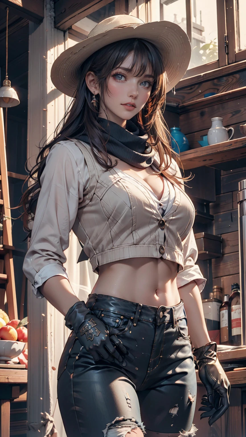 gun, photorealistic, Back view、RAW Photos、Realistic、(Super detailed)、(High resolution:1.2)、(masterpiece)、(Highest quality)、8k、Ultra-Details、(Perfect Anatomy:1.3)、Beautiful Eyes、Angle from below、Cowgirl、One girl、Turn around to look at the viewer、western movie images、(Cowboy hat)、Western Boots、neckerchief、(Leather vest)、(gun belt:1.3)、(Detailed depiction of a revolver:1.4)、rifle、(Gun holster)、jeans、horse、Western Landscape、Cactus、(Golden sunset)、Detailed depiction of intricate costumes、(Super hourglass body type)、(Super big breasts pointing upwards:1.4)、(A scene from a western movie)、(Hold the gun grip correctly)、(Shoot a handgun)、Correct fingers、Leg spread、[[[logic]]]、(Acrobatic Gunfighter Pose)、A confident smile、(Western Geki Bar)、The other cowboys