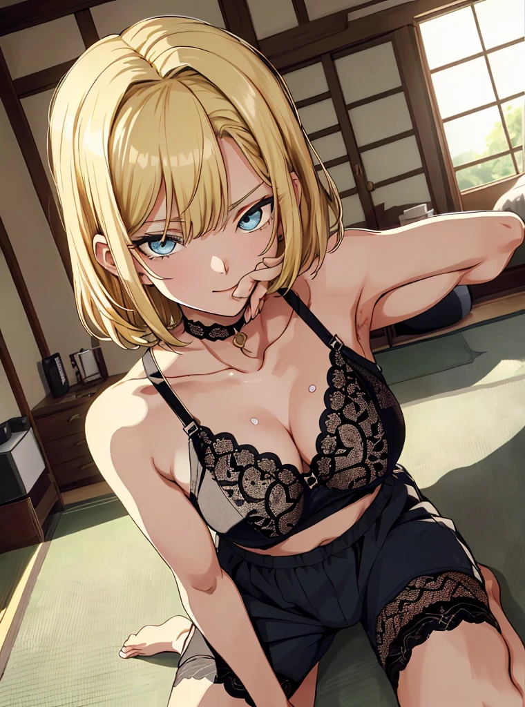 Excessive ,dsm, bondage, bound, shibari, Suppressed (Highest quality:1.5, High resolution, 超High resolution, 4K, Detailed lighting, Shaders), {{{woman}}++ {{{Pussy juice,}}++ prison, (Artoria Pendragon), alone short hair,ponytail Parody, Blue choker, hair 弓, Blue Ribbon, Highest quality, Absolute area Beautiful thighs Black lace underwear Black garter belt Angle from below Inner thighs Wet股間 Wet blush Painful face Random Angle {Place your arms behind your head} Beautiful armpits (((Hang your arms from the ceiling with chains))++ Injury, ((Cum in mouth)) Blowjob Cowboy Shot {{{{Close ~ eyes}}}}++ ((cum on tongue))