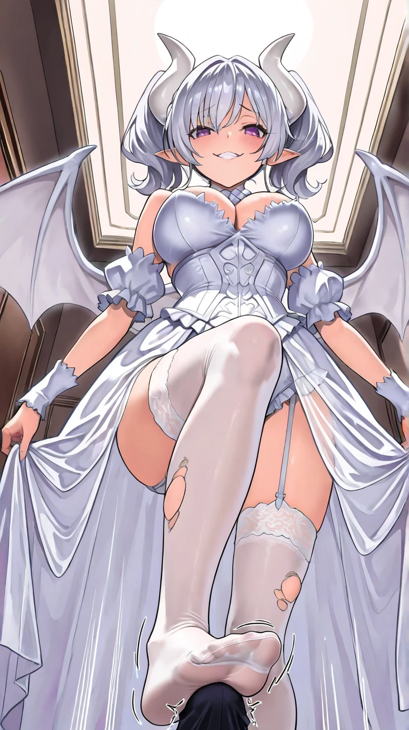 ((Highest quality)),(Ultra-high resolution),(Very detailed),(Detailed Description),((The best CG)),(A masterpiece),Ultra-detailed art,Amazing painting art,(Works with precise details:1.5), (1 female:1.6),(Beautiful and well-proportioned face:1.5),(Curly Hair:1.6),(Intricately detailed lace dress:1.8),Fine jewellery with exquisite detailing:1.5,Waist Accessories:1.5,Look at me and smile:1.5, Antique furniture:1.6, (See-through nipples:1.5),, Angel Girl, (((wing))), One girl,I landed on the balcony,(Pastel colored hair),