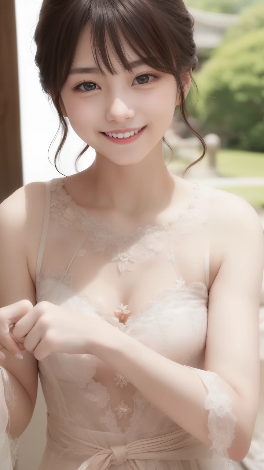 neat college girl、petite person、(Long white silk camisole、white panties)、Outside the field、(Slimed、small tit、flat boobs、small boobs)、Photorealsitic、detaileds, Skin texture, ultra-detailliert、Delicate and sexy collarbone、a smile、Super detailed face、detailed lips、A detailed eye、二重まぶた、10years old girl、((Nipple bumps、Nipples are see-through、White wet sheer camisole))