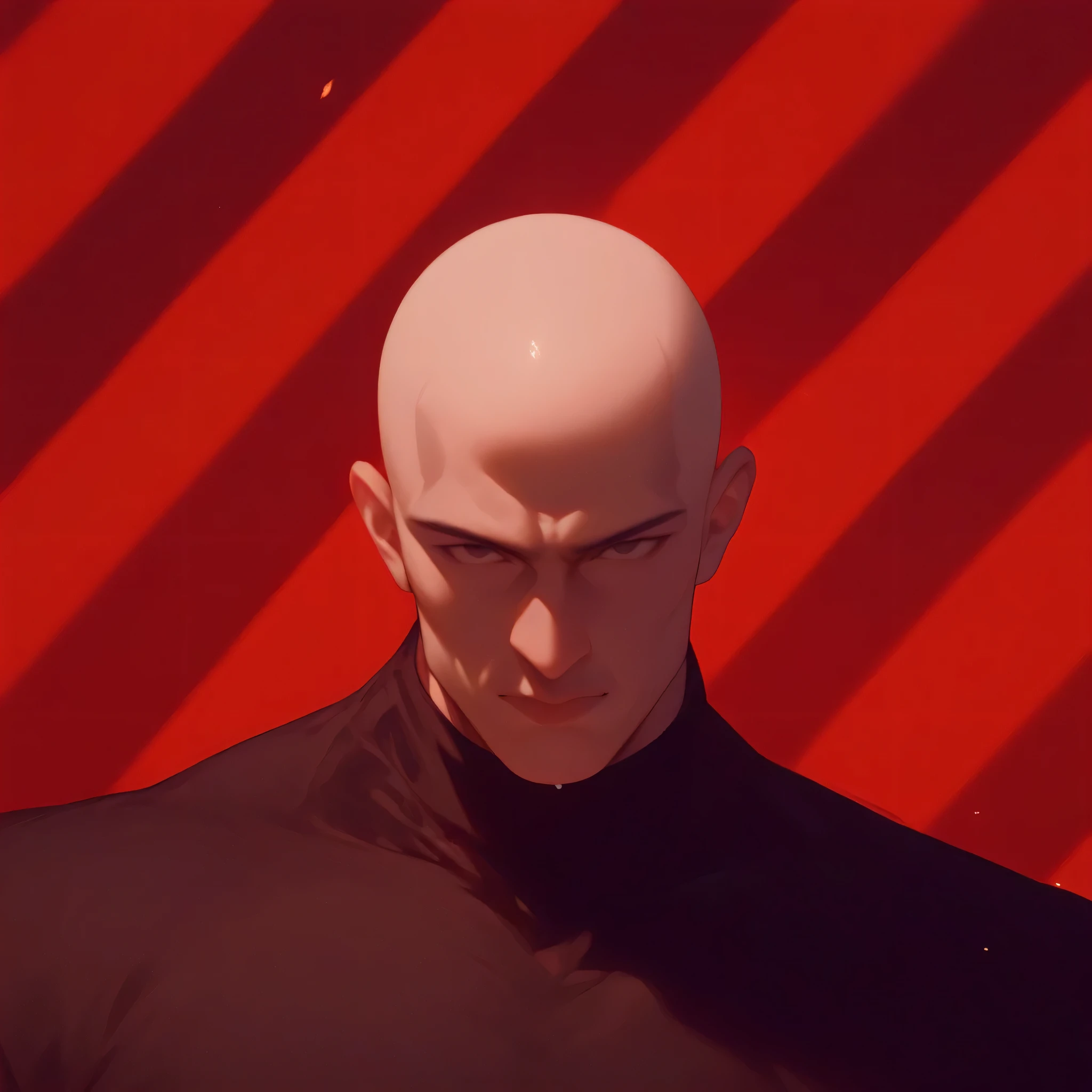 a bald hunter man, gigachad, A bald male