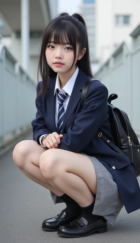 arafed asian woman in a school uniform sitting on the ground, Cute Schoolgirl, a hyperrealistic schoolgirl, of a schoolgirl posing, Japan school uniform, School Girl, japanese girl school uniform, a hyperrealistic schoolgirl, Young Pretty Gravure Idol, Seifuku, Realistic Young Gravure Idol,A smile