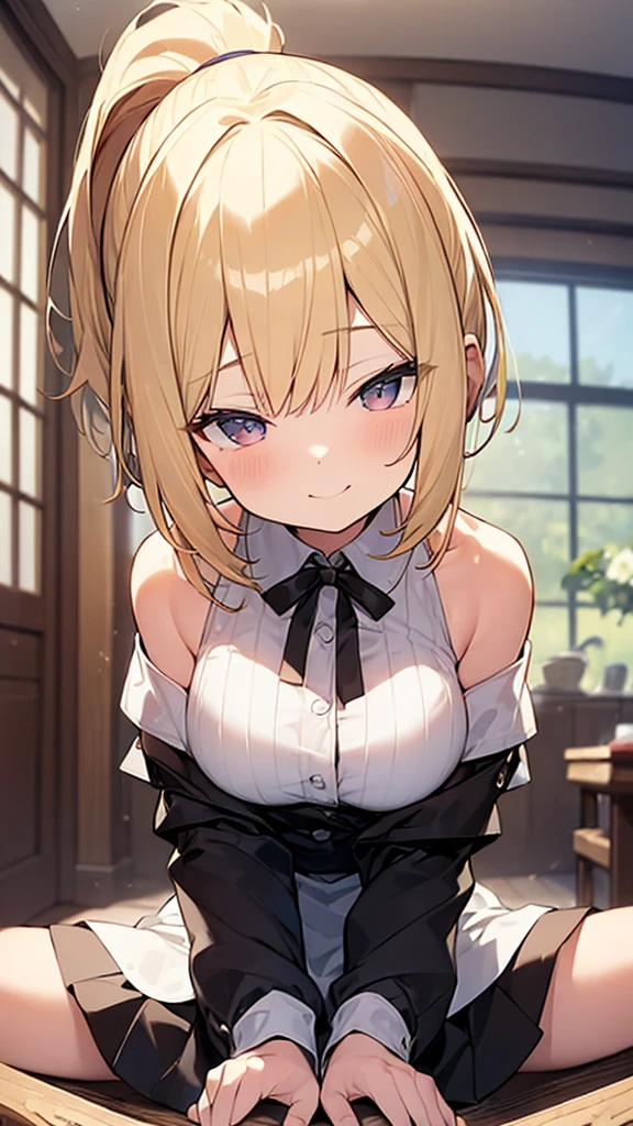 masterpiece, absurdres, best quality, ultra detailed, high Resolution, detailed illustration, bright colour, (extremely beautiful detailed face and eyes, Delicate beautiful face, 1 girl, cute face:1.3), (magenta eyes:1.1), sparkling eyes, big eyes, medium breasts, (perky breasts:1.1), (pointy breasts:1.1), medium hips, glamorous body, white skin, BREAK, long bob cut, (blonde hair:0.8), messy hair, detailed hair, shiny hair, BREAK (undressed, Black Maid clothes:1.5), (cafe, SEX, vagina, Masturbation:1.3), perfect lighting, (embarrassed:1.5), (ecstasy, vulgarity:1.5), (trembling:0.8), full body,