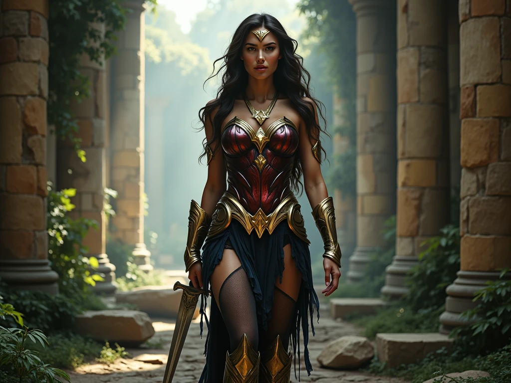 NSFW, heart wrenching horrified tragic scene, (masterpiece, 8k, UHD, realistic, highly detailed :1.36), Full length photo with legs, amazing stunningly beautiful (Cindy Crawford :1.3) as (undercover wonderwoman :1.1), spectacular, seductive, captivating, sultry, cute, sweet, sensual, sexual, 1girl, solo, (glitter sequin vibrant burgundy bodycon dress, backless dress, gold corset, strapless, sleeveless, heart deep neckline, daring slit maxi dress, daring split dress, tight-fitting dress,dress is crooked and disheveled and twisted :1.36), goddess, queen, pretty mature woman, messy MILF, (deadly drunk woman :1.2), diadem, high heeled sandals, white lace stockings with suspenders, (long satin tight opera elbow gloves:1.2), exposed sexual thong.
Supermodel appearance, feminine appearance, (Very long hair, extremely long hair, thick voluminous hair, flawless hair, disheveled and messy hair), perfect surrealistically ideal hourglass figure, gorgeous face, sexual large cleavages, perfect voluptuous bust, erect nipples, very wide motherly hips, large hips, firm shapely buttocks, pronounced noticeable thigh gap, sexual strong long legs. (Very sweaty, sweats profusely, skin shines with sweat), (Very clumsy dynamic position due to very high heels and intoxication, drunken gait). (Severe intoxication, severe poisoning, fever, fever heat, sickness, ail, illness, powerless, qualm, qualmishness, vomiting, helpless, saliva :1.2). (pushing very hard, defecates heavily, difficult peeing, peed herself, shit herself, diarrhea, uncontrolled defecation, poops, stockings covered in urine and fecals:1.3), (Whore, slut), (twisted body, severe pain, wrinkled in pain, hyper intensive agonized contractions, shaking in pain, bouncing breasts, discomfort), (distressed, frightened, fearful, panic, shock, crying, tears apart), (life-fluids, snot, saliva, urine, fecals, cum :1.2)
(Foggy mysterious atmosphere) in (Dark Forest :1.3), chaos, (CarnageStyle:1.36), (dark), (chiaroscuro),