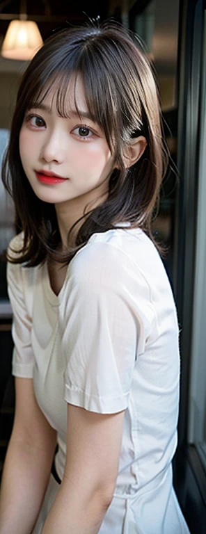Gentle expression, Kneel, Place your hands between your legs, White glasses, White shorthair, (8k, RAW Photos, Realistic:1.25) ,( Lip gloss, eyelash, Glossy face, Glowing Skin, Highest quality, Ultra-high resolution, Depth of written boundary, chromatic aberration, Caustics, Wide Light, Natural Shadows, K-Pop Idols) She gazes at the viewer with a look of serenity and goddess-like bliss., whole body, Big Breasts, White underwear, Black Stockings, See-through shirt, White shirt, secretary