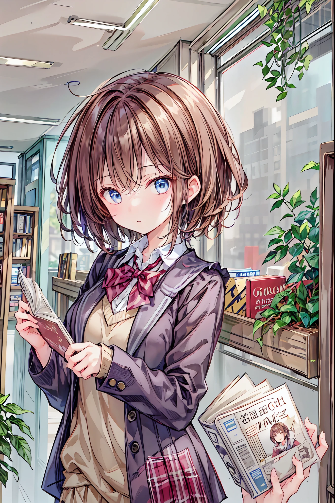 nsfw:1.2,(masterpiece:1.2, Highest quality, Ultra-high resolution, Super detailed), (Realistic, photoRealistic:1.4), Beautiful illustrations, colorful, (Natural Side Lighting, Cinema Lighting),
View your viewers, 1 girl, Japanese, Junior high school girl, Perfect Face, (Perfect Anatomy), Cute and symmetrical face, Glowing Skin, ,
(short hair:1.5, Straight hair:1.2, Reddish brown hair), Blunt bangs, Iris, Small eyes, Droopy eyes, Slanted Eyes, Long eyelashes, (),
Beautiful Hair, Beautiful Face, Beautiful attention to detail, Beautiful clavicle, Beautiful body, Beautiful breasts, Beautiful thighs, Beautiful feet,
((Detailed cloth texture, Pink T-shirt, Denim skirt, ),
(Beautiful views), Depth of written boundary, evening, (library), A passageway surrounded by bookshelves、Are standing, (Smile, Upward glance, Open your mouth),No bra、Nipples are visible、Transparent nipples、Medium Breasts、Flipping up a shirt:1.5、Showing off your bra:1.2