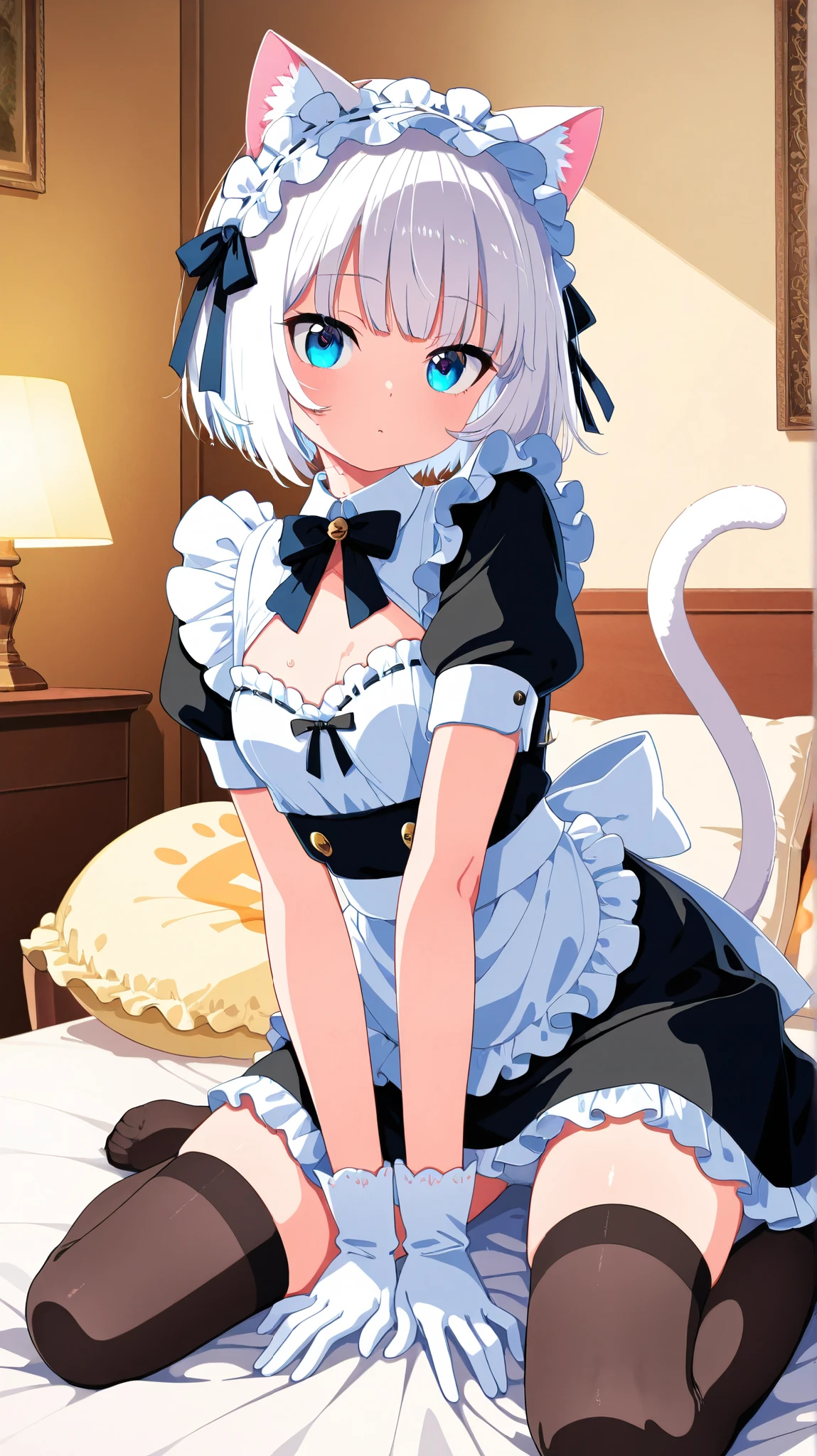 Anime-style image of a woman in white with a cat&#39;s tail, White fox, White cat lady, Women&#39;s furry mini cute style, cute Anime cat girl, artstation On pixivトレンド, White Fox Anime, White fox ears, Anime cat girl, beautiful Anime cat girl, Very Beautiful Anime Cat Girl, Very beautiful cute cat girl, On pixiv,micro bikini