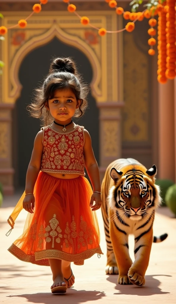 American girl dancing cumbia with a tiger
