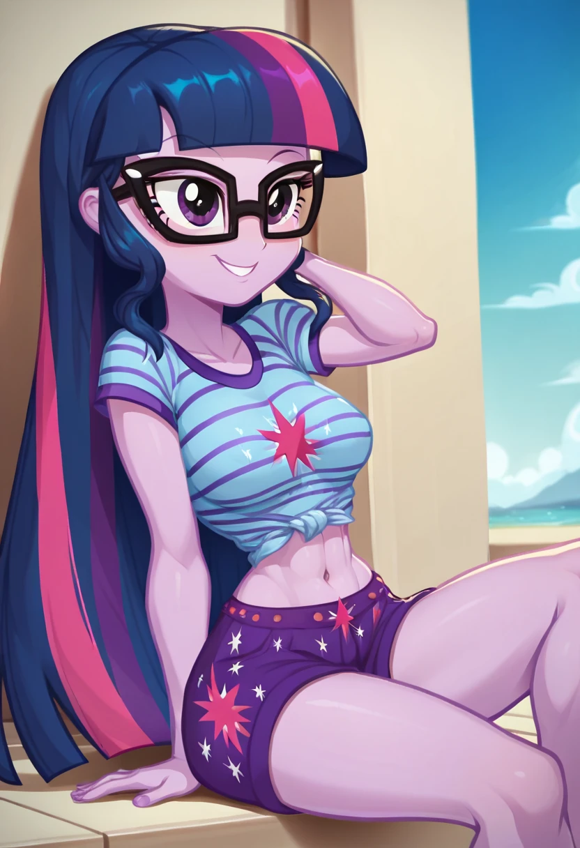 ((High Quality image 10k)) (( perfect autonomy)) Masterpiece, Twilight Sparkle, Solo girl, angry face, eyes closed, ponytail, wearing  black glasses, naked, big breasts, big feet, Twilight Sparkle Equestria Girls, spreading legs, pussy focus, wet pussy, a whole lot of pussy juice, in the park, Twilight Sparkle, cuerpo completo, high resolusion