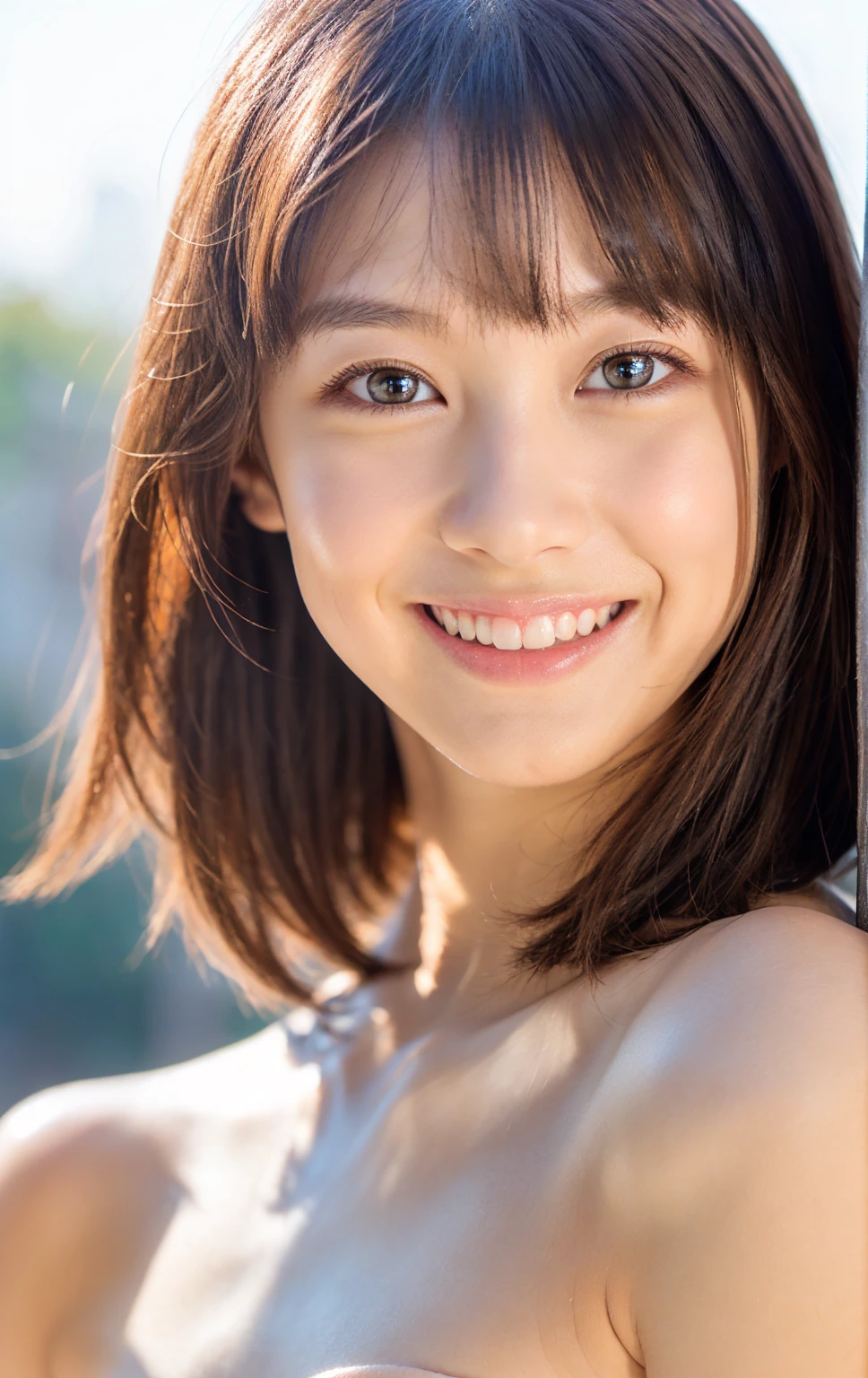 Image resolution 8K、masterpiece:1.3)、Beauty、1 female、(魅力的なBody Type:1.2)、abdomen:1.1、Dark brown hairstyle:1.1、(Body Type:1.2)、Ultra-detailed face、Attractive lips、double eyelid、Wearing a light purple lace one-piece dress、Super realistic and super cute in every detail、Japanese、Japanese女性、20th generation(28 years old)、Smile with a beautiful smile、Hair blowing in the wind、color々Hair style、