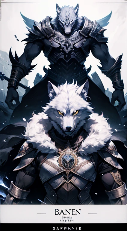 :Handsome and cute furry wolf orcs,The fur is sky blue,The hair on the inside of the body is white,The pupils of the eyes are red,There is a pair of sky-blue dragon horns on the head