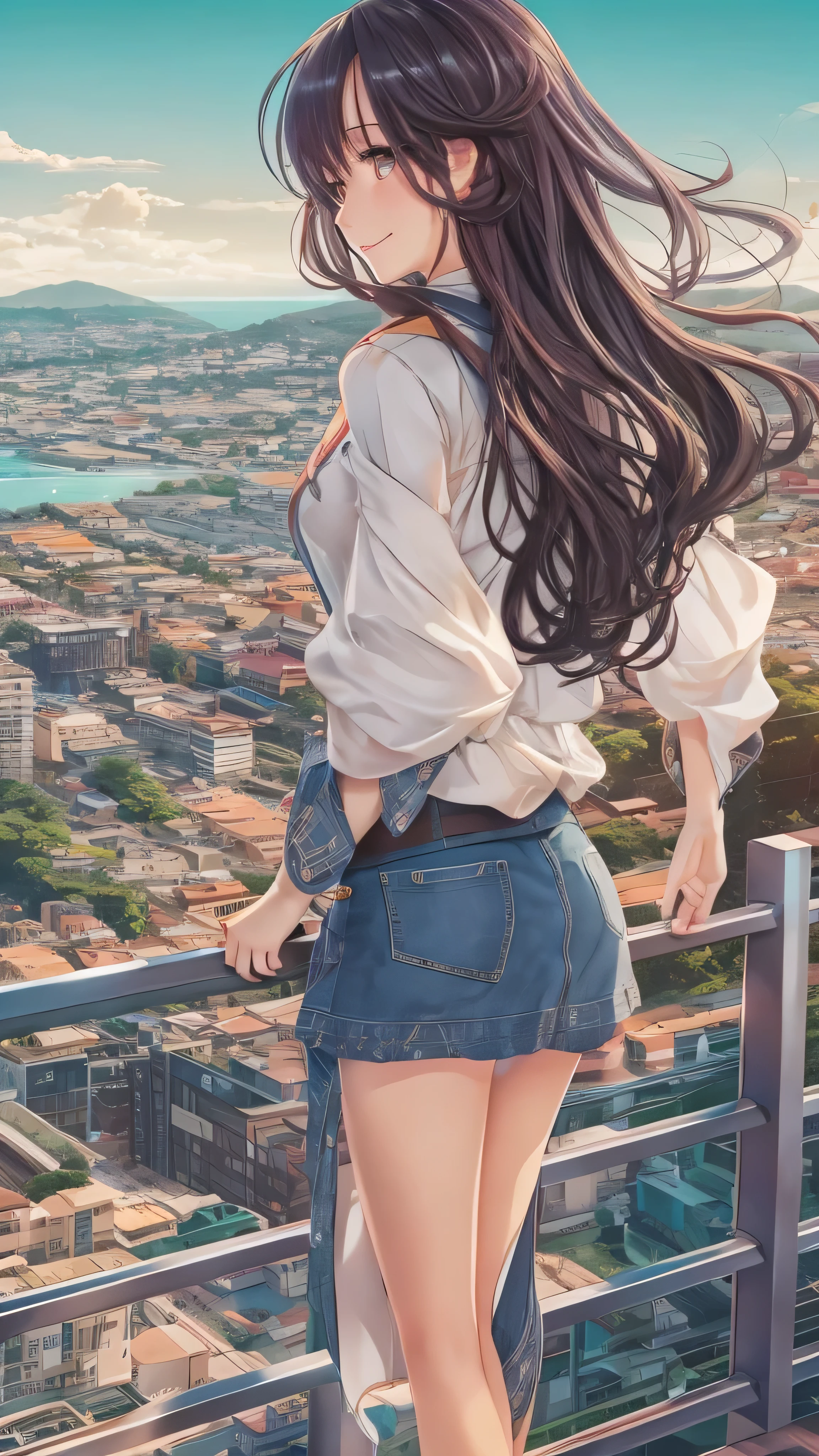 Two Giant Girls, Giantess mother and giantess junior high school student, giantess, ((A giant lady bigger than a continent), Woman stooping, mamiya_kantaicollection, huge breast, Mature Woman, big ass, denim, shirt, low angle, View from the womans feet, Great impact, Very small city, city, Woman sitting, Woman about to sit down, Woman sitting on the ground, Woman sitting on the ground in the city, Broken Building, Destroyed town, Smoke from the buttocks, Dust, Big cities, Background of the metropolis, A giantess sitting in the biggest city on the continent, Super huge girl bigger than a continent, Each person has only two legs, from behind, from below, from below, panorama