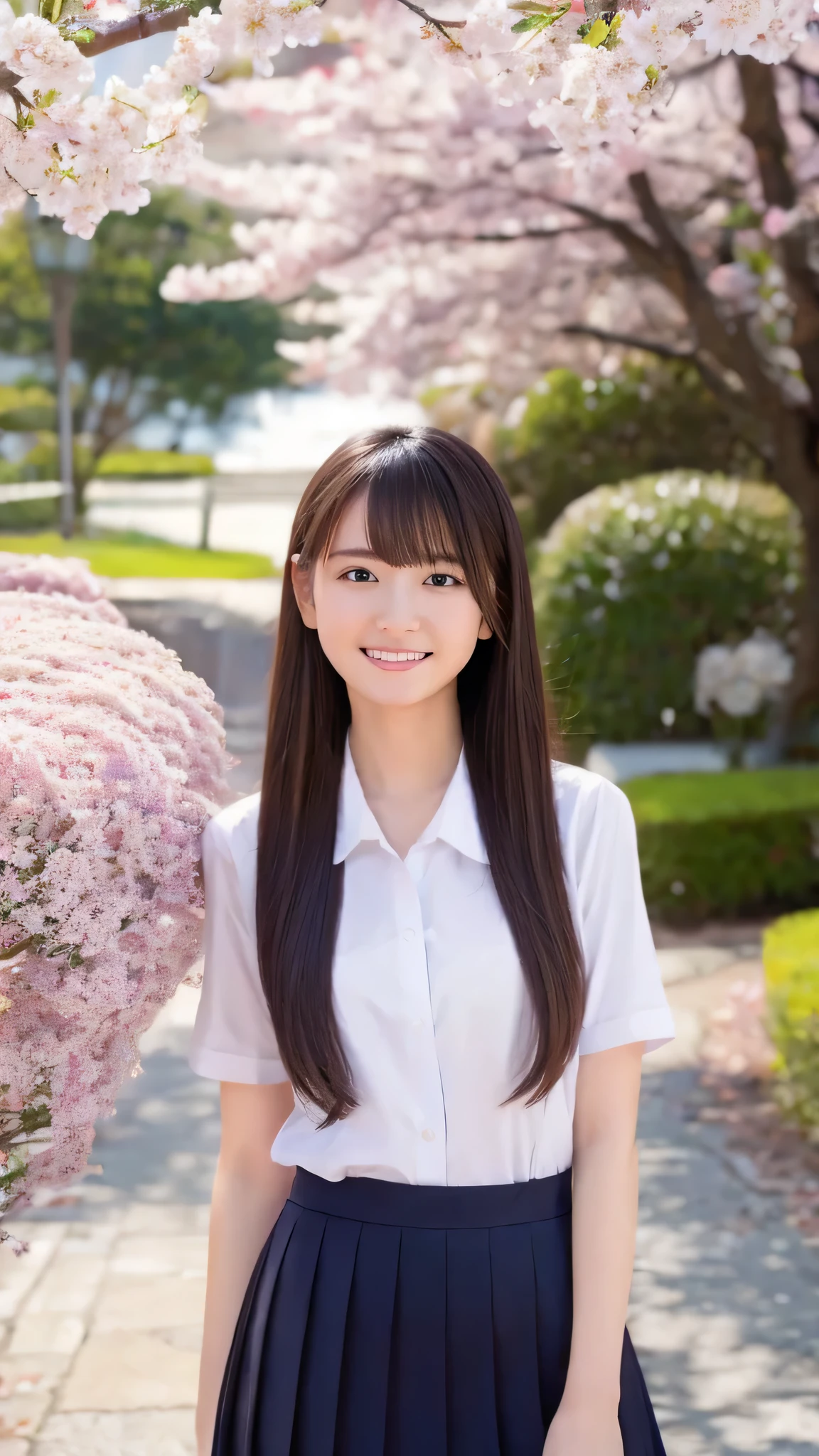 top quality、4K、8k、 high image quality、 Masterpiece:1.2、 very detailed、
Genuine:1.37、 portrait 、Gentle colors、Gentle Light、 beautiful girl、
I'm wearing long, flowing hair、 gentle face、
Thoughtful eyes 、 white skin、 happy expression 、 great atmosphere 、 shirt、Subtle brushwork、Dreamy composition、 staring into the distance 、 ROMANTIC ATMOSPHERE 、 achromatic 、 Soft Shadows 、 show their full body、 plump breasts
I can see cherry blossoms and Mt. Fuji in the background 、 high school uniform、