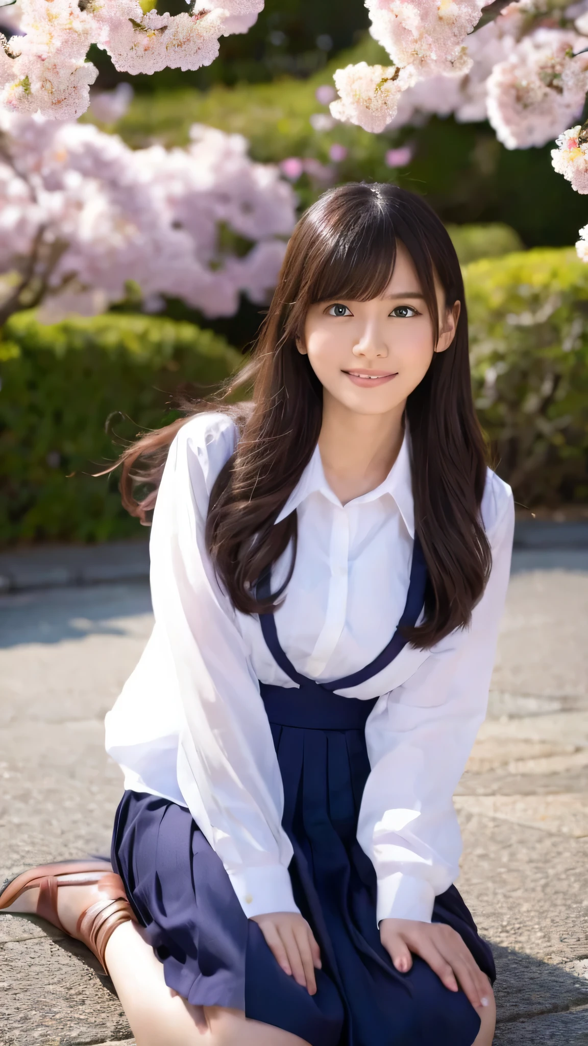 top quality、4K、8k、 high image quality、 Masterpiece:1.2、 very detailed、
Genuine:1.37、 portrait 、Gentle colors、Gentle Light、 beautiful girl、
I'm wearing long, flowing hair、 gentle face、
Thoughtful eyes 、 white skin、 happy expression 、 great atmosphere 、 shirt、Subtle brushwork、Dreamy composition、 staring into the distance 、 ROMANTIC ATMOSPHERE 、 achromatic 、 Soft Shadows 、 show their full body、 plump breasts
I can see cherry blossoms and Mt. Fuji in the background 、 high school uniform、