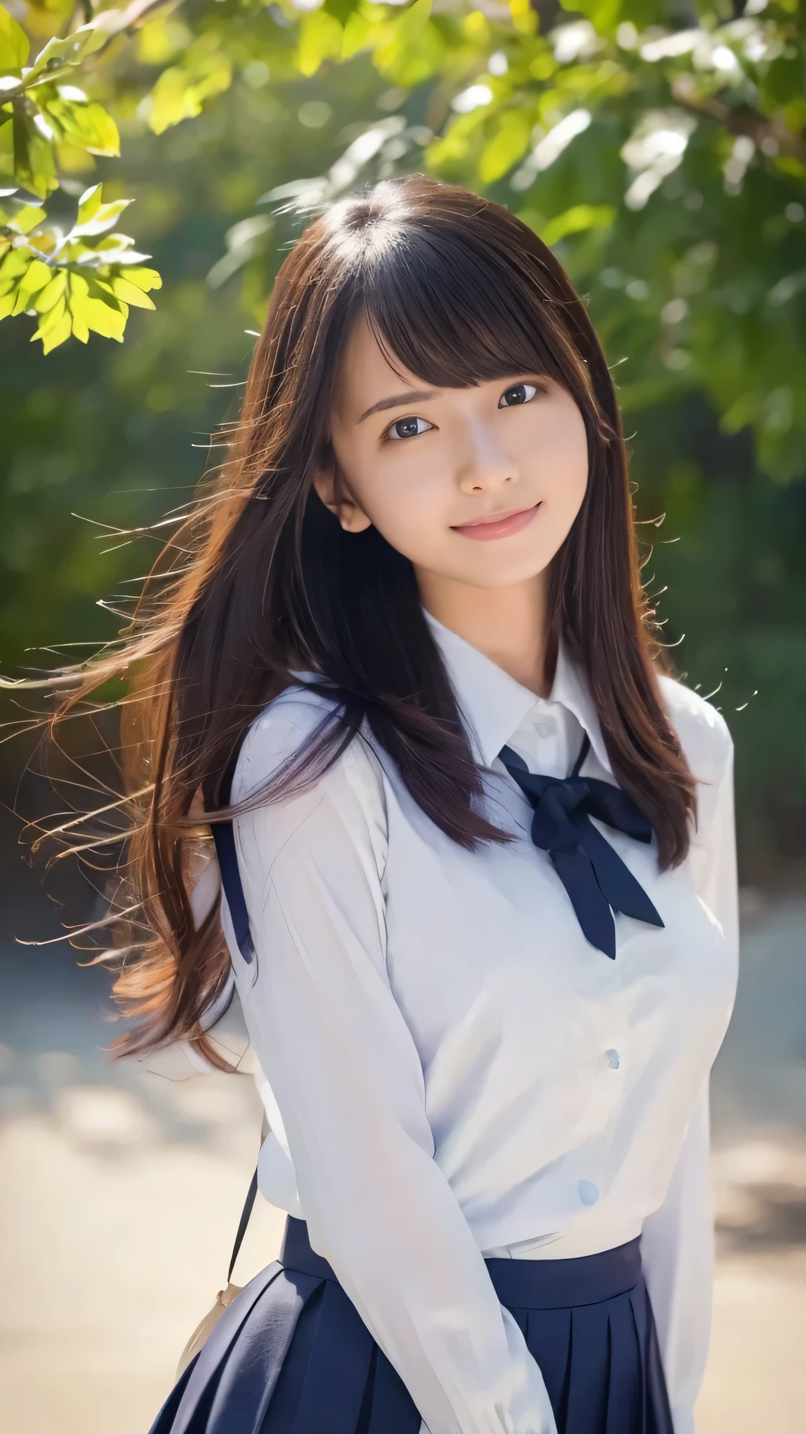 top quality、4K、8k、 HD、 Masterpiece:1.2、 very detailed、 Genuine:1.37、
portrait 、Gentle colors、Gentle Light、 beautiful girl、
wears long flowing hair、 gentle face、Thoughtful eyes 、
white skin、 happy expression 、 great atmosphere 、
shirt、Subtle brushwork、Dreamy composition、 staring into the distance 、 ROMANTIC ATMOSPHERE 、
achromatic 、 Soft Shadows 、 show their full body、
plump breasts、I'm wearing a 、 high school uniform、