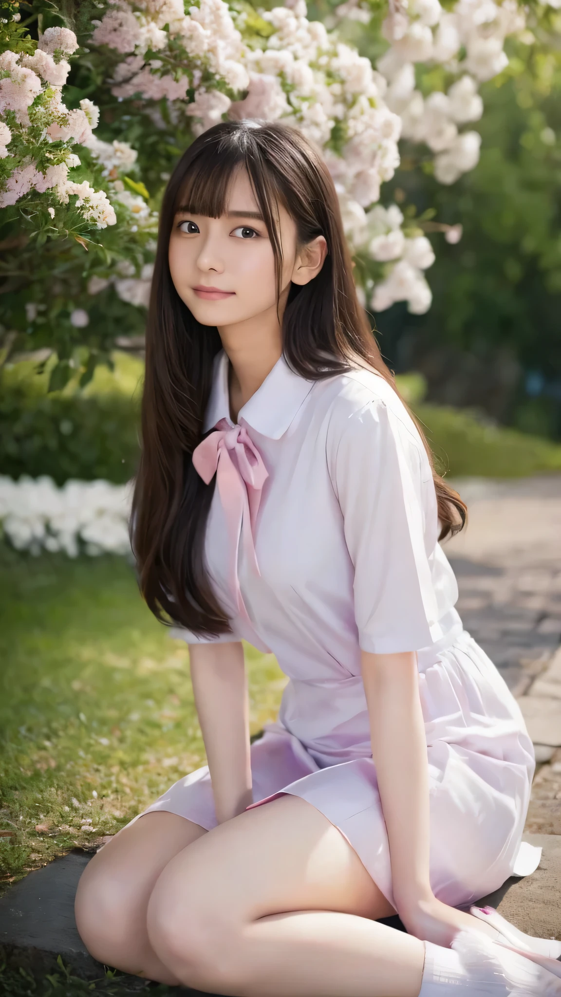 top quality、4K、8k、 HD、 Masterpiece:1.2、 very detailed、 Genuine:1.37、
portrait 、Gentle colors、Gentle Light、 beautiful girl、
wears long flowing hair、 gentle face、Thoughtful eyes 、
white skin、 happy expression 、 soft pastel color、 great atmosphere 、
shirt、Subtle brushwork、Dreamy composition、 staring into the distance 、 ROMANTIC ATMOSPHERE 、
achromatic 、 Soft Shadows 、 show their full body、
plump breasts、I'm wearing a 、 high school uniform、