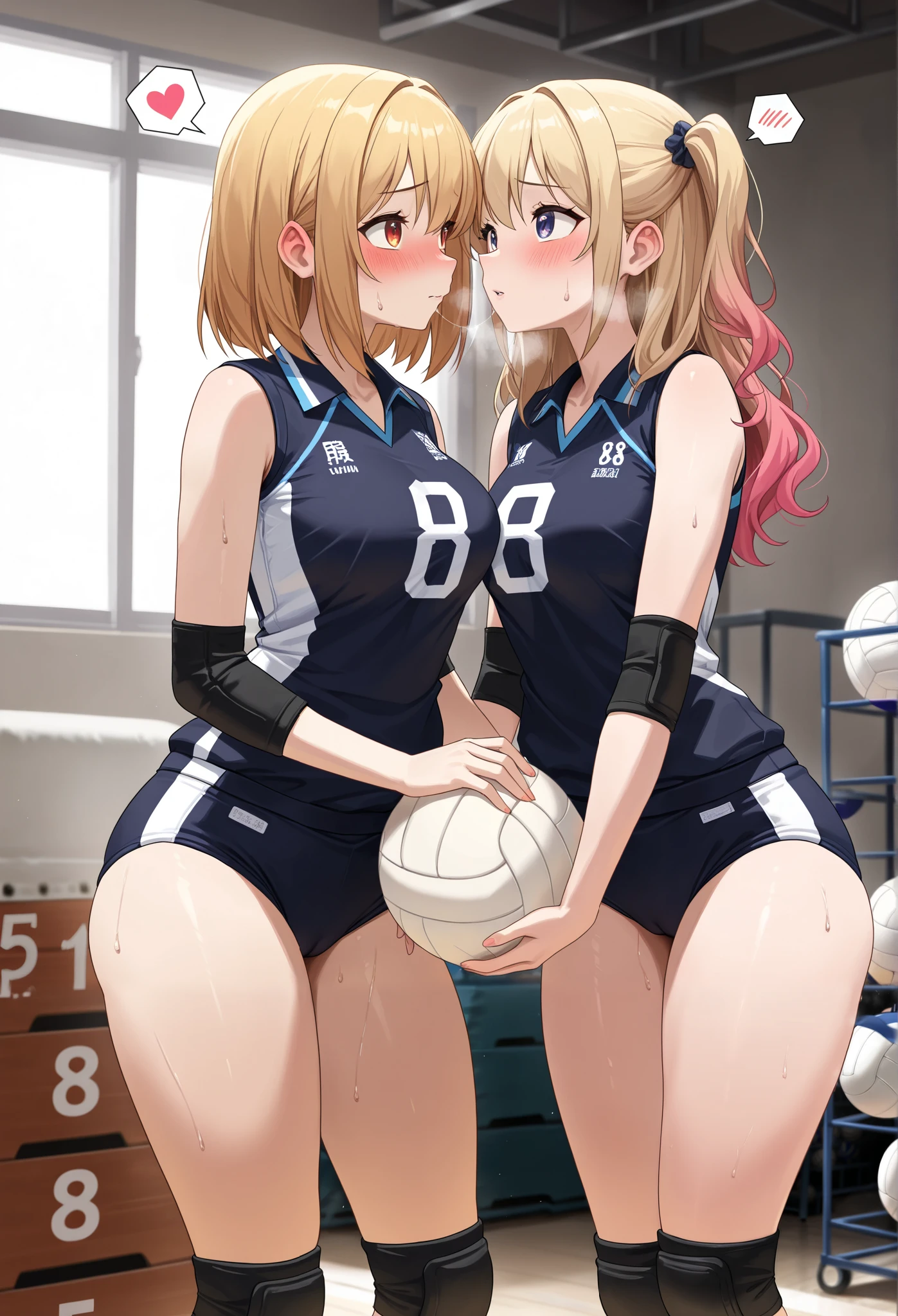 Unity 8k壁纸, Anatomically correct, (((masutepiece))), (((Best Quality))), (((ultra-detailliert))), (((hight resolution))), ((superfine illustration)), ((Ultimate cutie)), Detailed beautiful face, ((Perfect hands)), ((Perfect Finger)), (((Good anatomy))), Shiny hair, ((((gals)))), (medium breasts), (((Solo))), (((Embarrassed expression))), (Female volleyball player kneeling), BREAK, (((Sit on the ball), ((Ball crotch)), ((rub the ball against your crotch)), (Sleeveless Volleyball Uniforms), ((Buruma)), knee pad, elbow pad, (((Sweat))), (((Covered in sweat))), ((breathing deeply)), on valleyball court, Lighting, ((from behind)), (((Looking at Viewer))), Full body shot