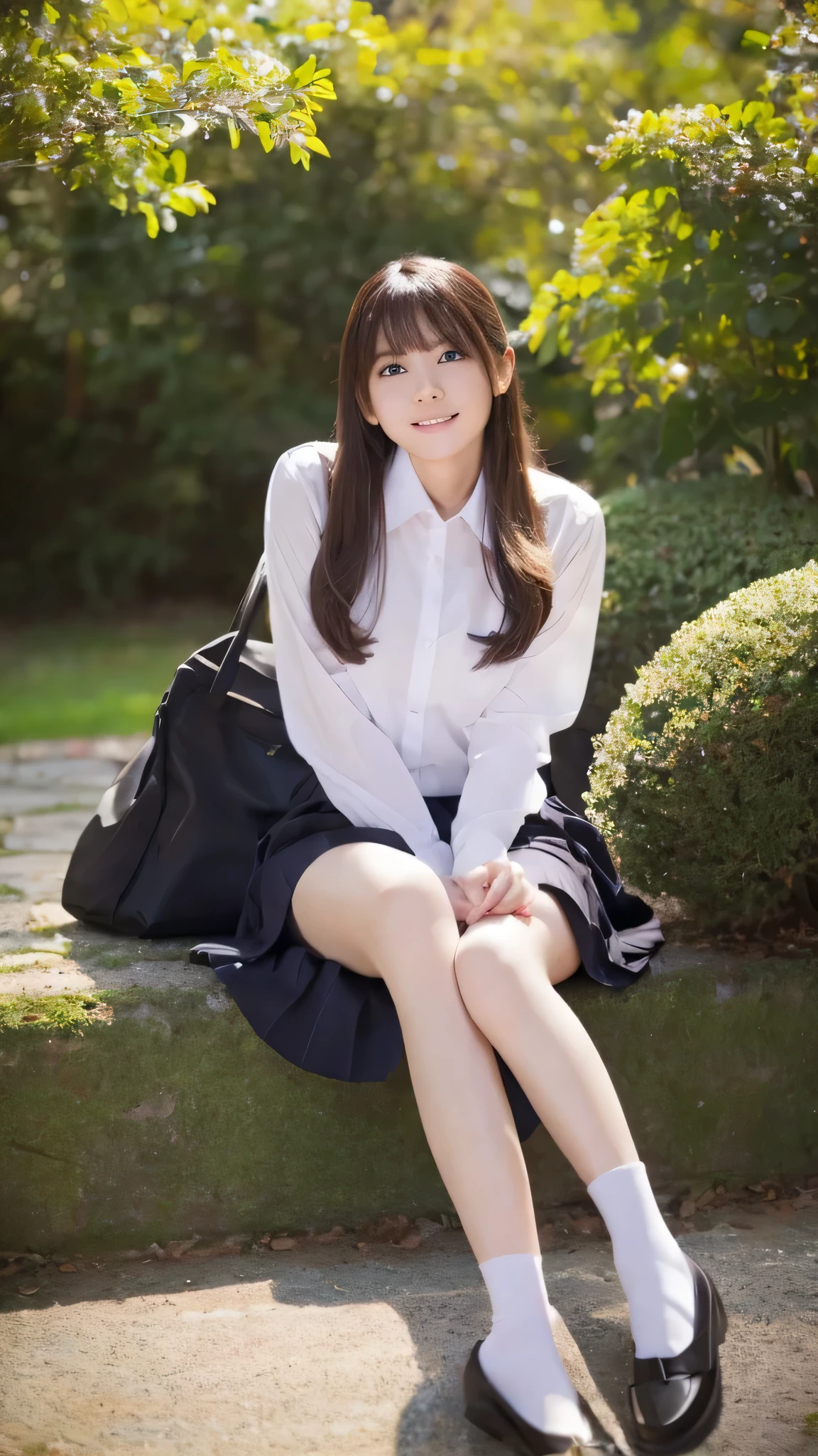 laughter:1.5、I can see white pants:1.5,brown hair,Side waves with a short cut:1.5,