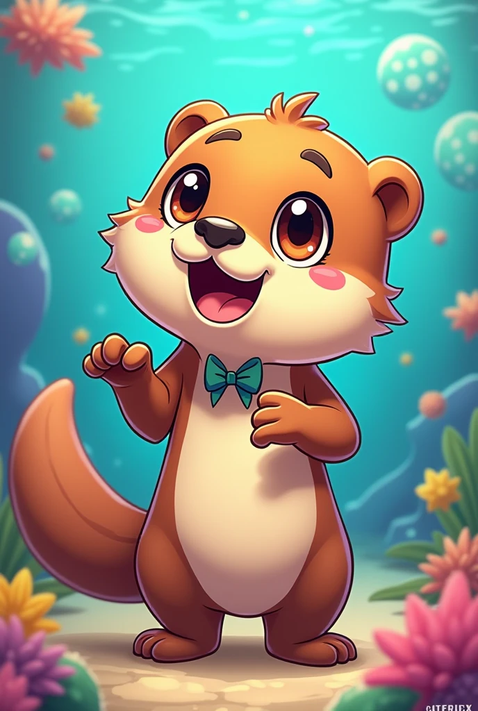 ((((((picture-perfect cuteness overload)))))) (<lora:sandy-10:1> sandy cheeks, furry girl, squirrel ears, squirrel tail, black eyes, cartoon dot eyes,brown fur, buck teeth, animal nose, pink flower on head, purple bikini, small skirt, toned, smiling, diving helmet)