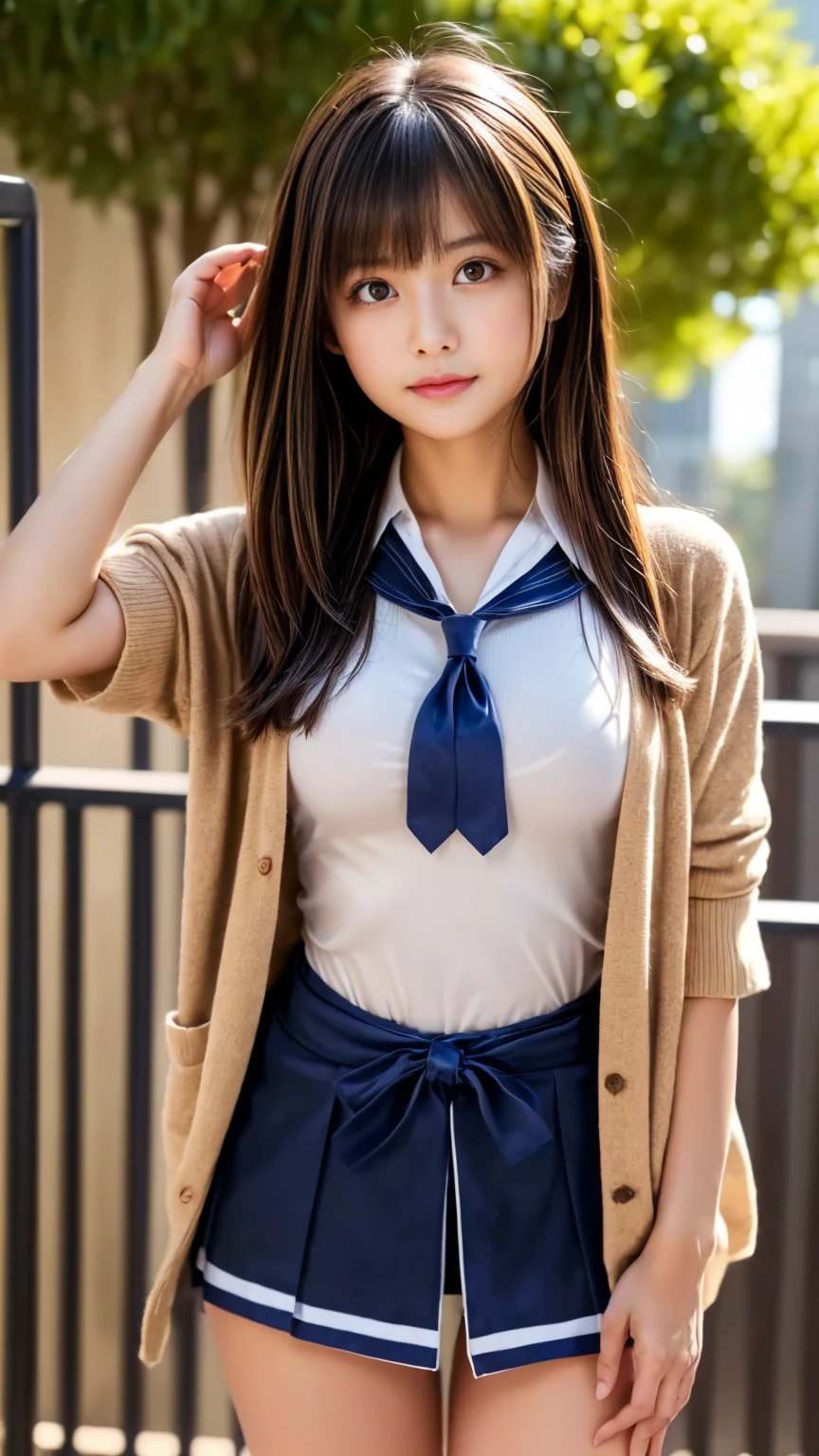 (((night,真night中))),((Perfect Anatomy:1.2,Realistic:1.3,RAW Photos:1.3,masterpiece、Highest quality、Ultra - High resolution、High resolution、Extremely detailed CG、8k)),Cowboy Shot,1 female,alone,18-year-old、High school girl beautiful girl,Japanese,((Beautiful and exquisite face and eyes:1.2,Big beautiful eyes:1.3,)),Blonde,Long Hair,(Center parted hair:1.4,amount),Medium chest,Slender body,Small Head:1.3,skinny,(Brown Skin:1.4),(Oily skin,Glowing Skin,Glowing Skin,Sweat:1.2),(school uniform、Dark blue blazer jacket、Checkered pleated mini skirt),Kneel,Dirty back alley、Tokyo、