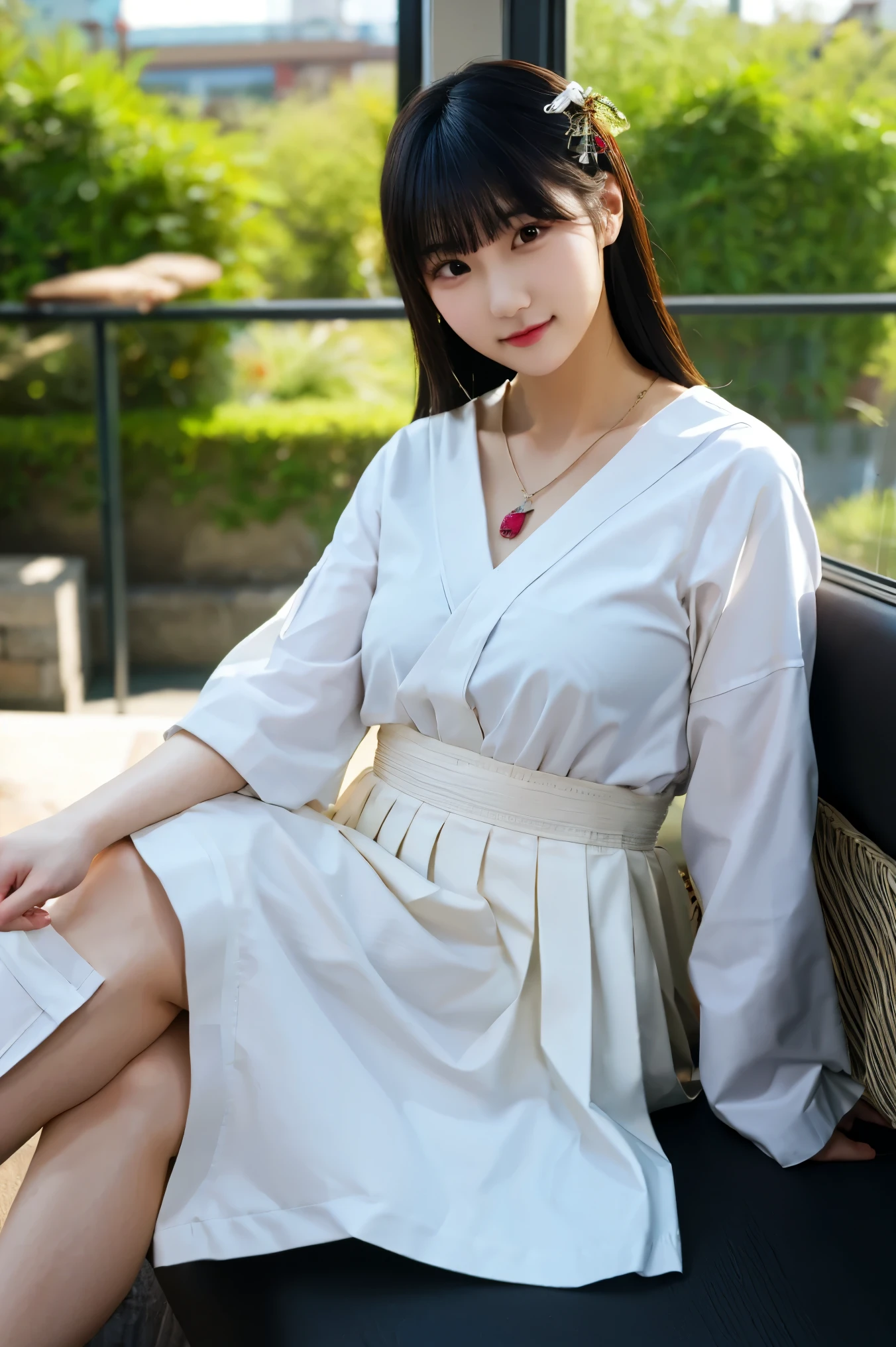 最 high quality, Masterpiece, A high resolution, in the seat, China dress only, Hair Ornament, necklace, jewelry, beautiful face,After gender determination _body, tyndall effect, photorealistic, dark studio, rimlight, Two-tone Writing ,( Advanced Skin Details :1.2), 8K Ultra HD , digital SLR , soft lighting , high quality, body積照明, Frank, Photographed , high resolution, 4K, 8k, Bokeh, .jin style , building