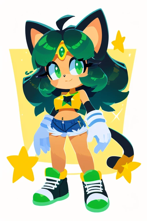 cartoon girl in a black dress with a cat tail and a yellow bow, female furry mini cute style, cat girl, attractive cat girl, comic pinup style, stylized digital illustration, cyber monkey in the scifi forest, beautiful young catgirl, inspired by Masamune Shirow, anya from spy x family, girl pinup, catgirl, yakuza slim girl