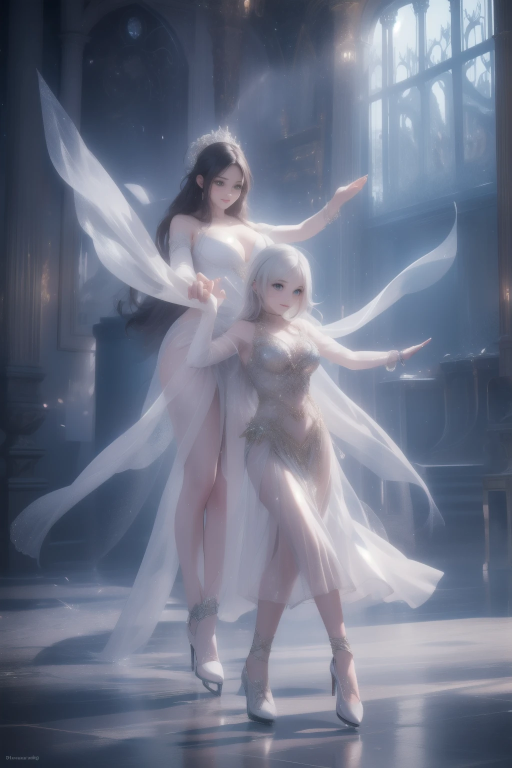 A woman stands in a room full of alien statues, elle fanning as an android, 2 0 2 1 Cinematic 4K Frame Grab, James Jean and Phoenix Zhong, eiko ishioka, promotional still, porcelain, birch, Makina - AR 16:9 --auto