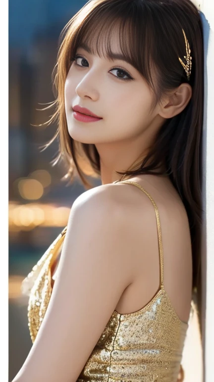 Charming woman,One person、((short))Braided Hair、((Light Brown Hair))、 (Wearing a yellow dress:1.2), necklace、Earrings、Beautiful Japanese actresses, (RAW Photos, Highest quality), (Realistic, Photorealistic:1.4), masterpiece, Very delicate and beautiful, Very detailed, 2k wallpaper, wonderful, finely, Very detailed CG Unity 8K 壁紙, Very detailedな, High resolution, Soft Light, Beautiful detailed girl, Very detailed目と顔, Beautiful and detailed nose, Beautiful and detailed, Cinema Lighting, break (Snowy night cityscape as background 1.3), City lights, (It's snowing:1.3), Perfect Anatomy, Slender body, ((Wearing glasses、Looking at a book、Library⦆、 (Knee to upper body),、
