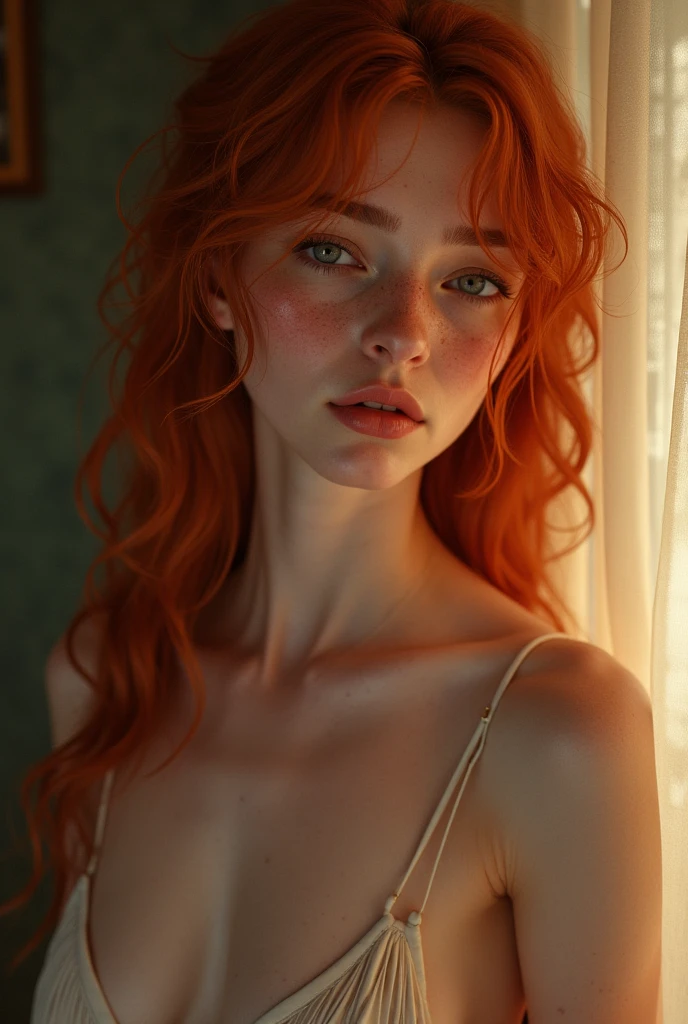 Breen is an insecure and introverted woman who has lived her whole life being in the shadow of an overbearing mother, has red curly hair , strong and curvy body with freckles 