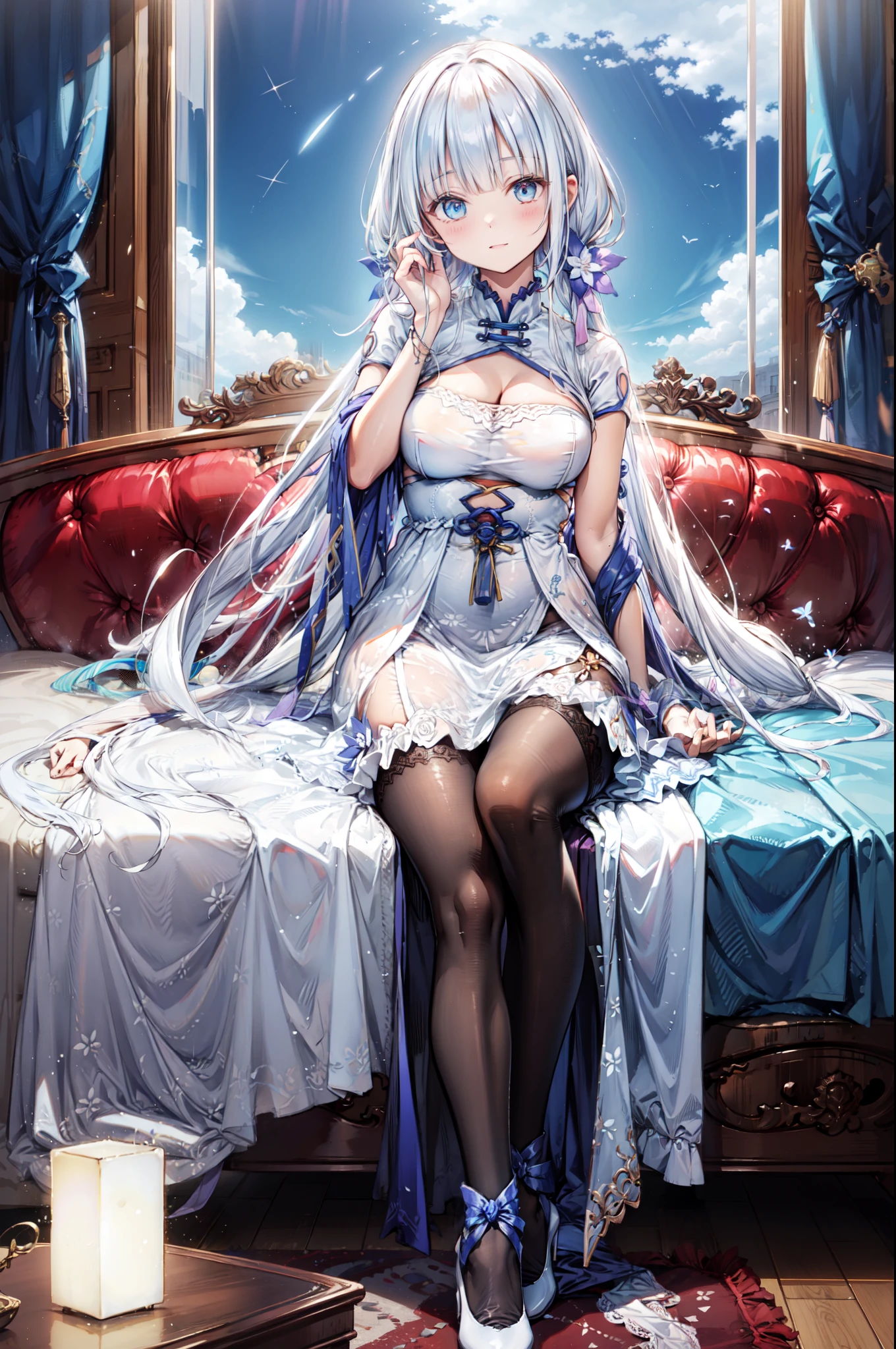 (2 young women ,Sesame girl),(has short blonde hair),(Available in length, colorful hair),nobility,(princess),blue student,Tall figure,((Strapless dress)),low skirt,(Star evening dress),Show your legs..,Crystal heels,red carpet,prom website,(nobility),(big tits),(Various positions),((Various color sets)), Highest quality、Highest picture quality、Masterpiece, ((Various positions), (Separate outfit showing nipples:1.4), (semi-naked:1.8)