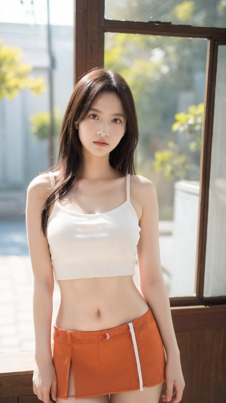 (Best quality, 8k, 32k, Masterpiece, UHD:1.2),A girl, beautiful, in bedrom, wearing underwear, thin, look at camera, from below, (Cameltoe), detailed face, detailed eyes