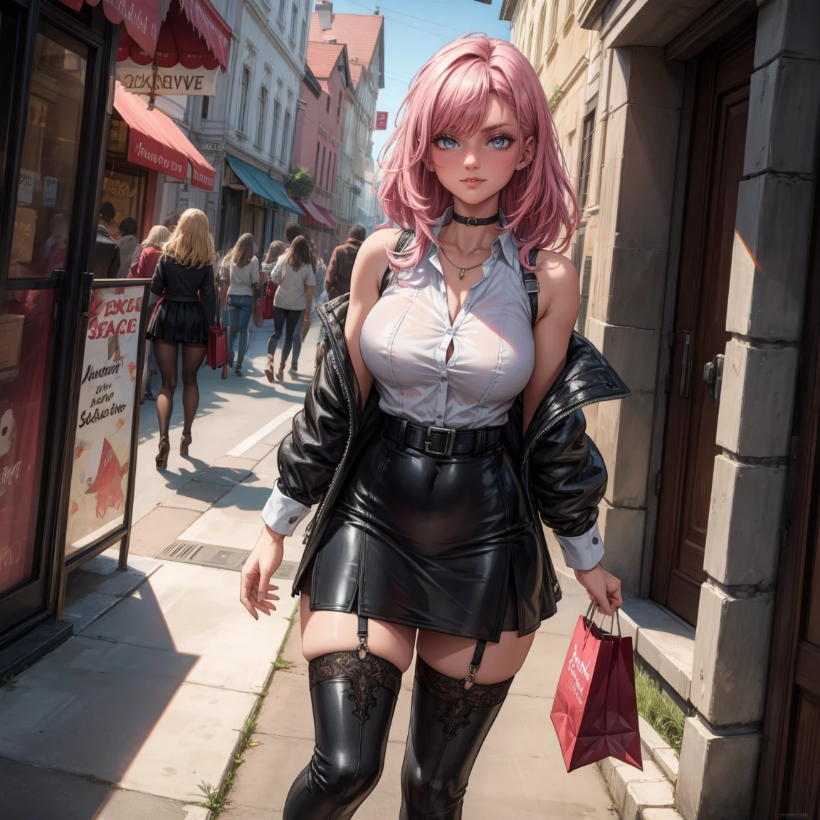 cute futanari girl with pink erection and pink short hair (( detailed perfect eyes )) (( long eyelashes )) (( detailed erection )) , 1 futanari , best quality, masterpiece, high resolution, black miniskirt, hair accessory, necklace, jewelry, beautiful face, looking forward, full body view, realistic, outdoor, modern square, two-tone lighting, (high detail skin: 1.2), 8k UHD, dslr, soft light, high quality, volumetric light, candid, photo, high resolution, 4k, 8k, background blur, futanari girl with erection , (( detailed perfect eyes )) (( long eyelashes )) (( detailed futanari erection ))
