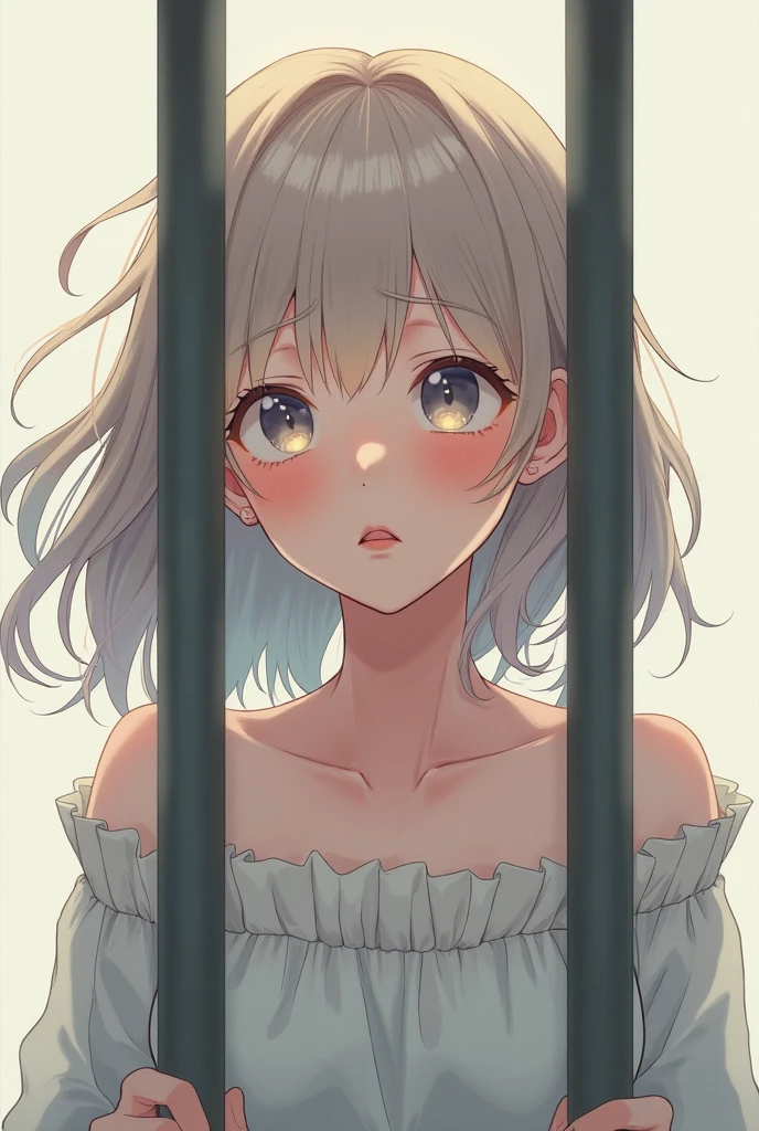 A young child, crying, with their hands shackled by chains hanging from above.　She&#39;s sticking her ass out here。　bikini　Swimwear　Leg spread