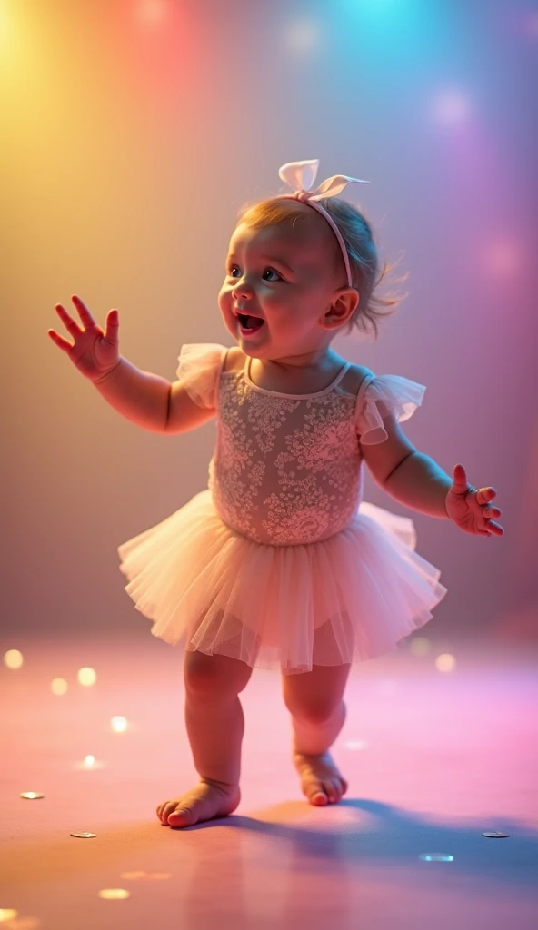 baby sitting on white plaid background birthday anniversary birthday party atmosphere pink glitter balloons flowers white teddy bear sunshine high detail professional photo best quality