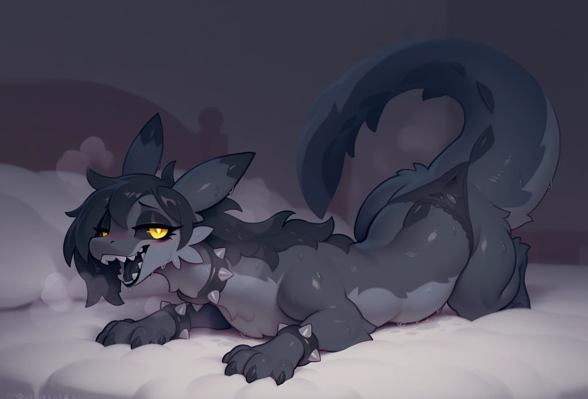 black panther,serious expression,nudity,Exposing,Closing your eyes,Pained look,penis,in pain,fisting,in bed,watery eyes,Sweating,Precom,Loss of strength,Trembling,Mouth opening,에널fisting,Big